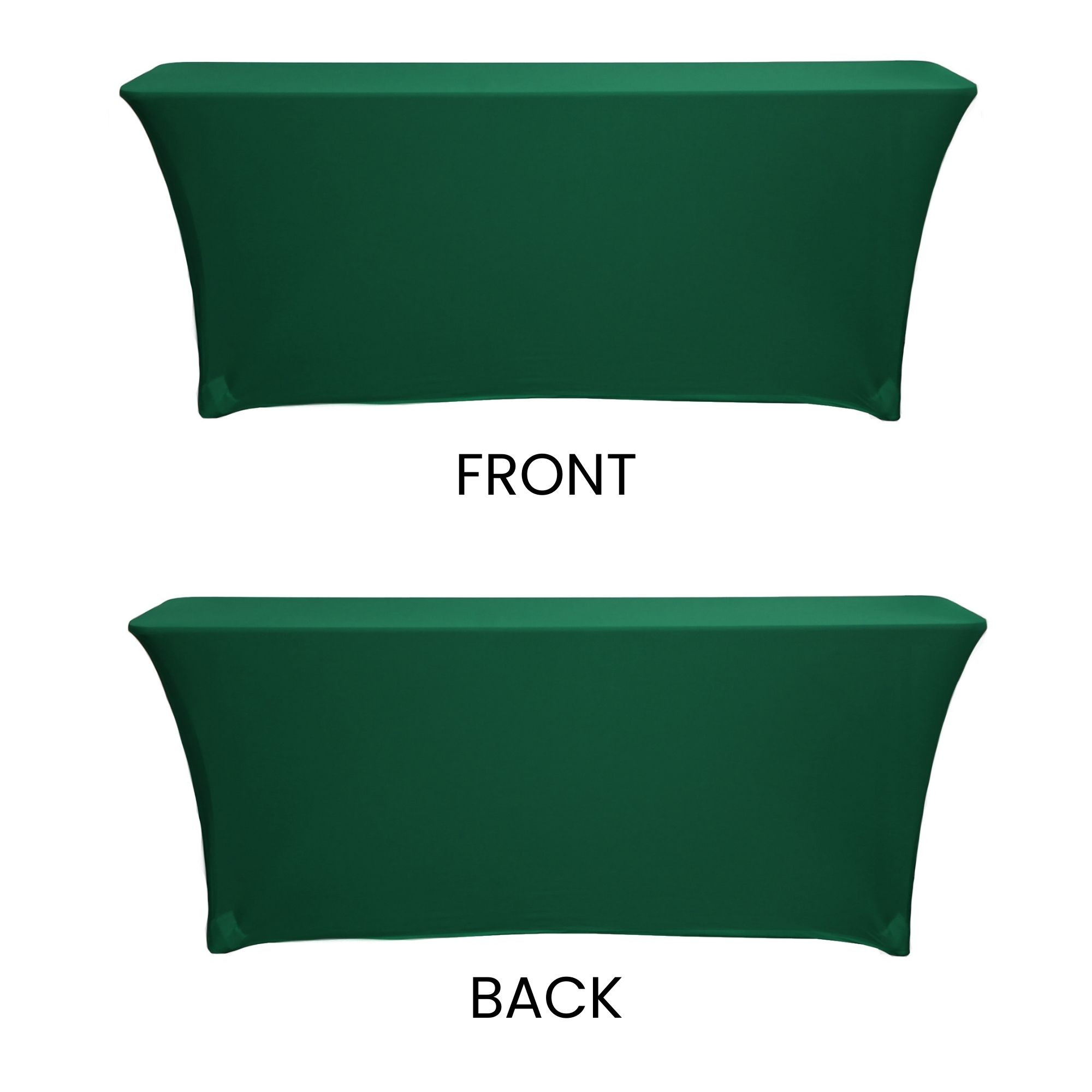 Stretch Spandex 6 ft x 18 Inches Classroom Rectangular Table Cover Hunter Green front and back