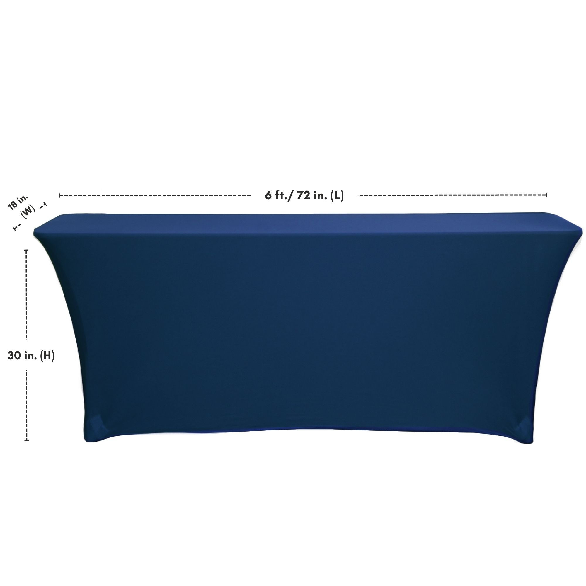Stretch Spandex 6 ft x 18 Inches Classroom Rectangular Table Cover Navy Blue dimensions