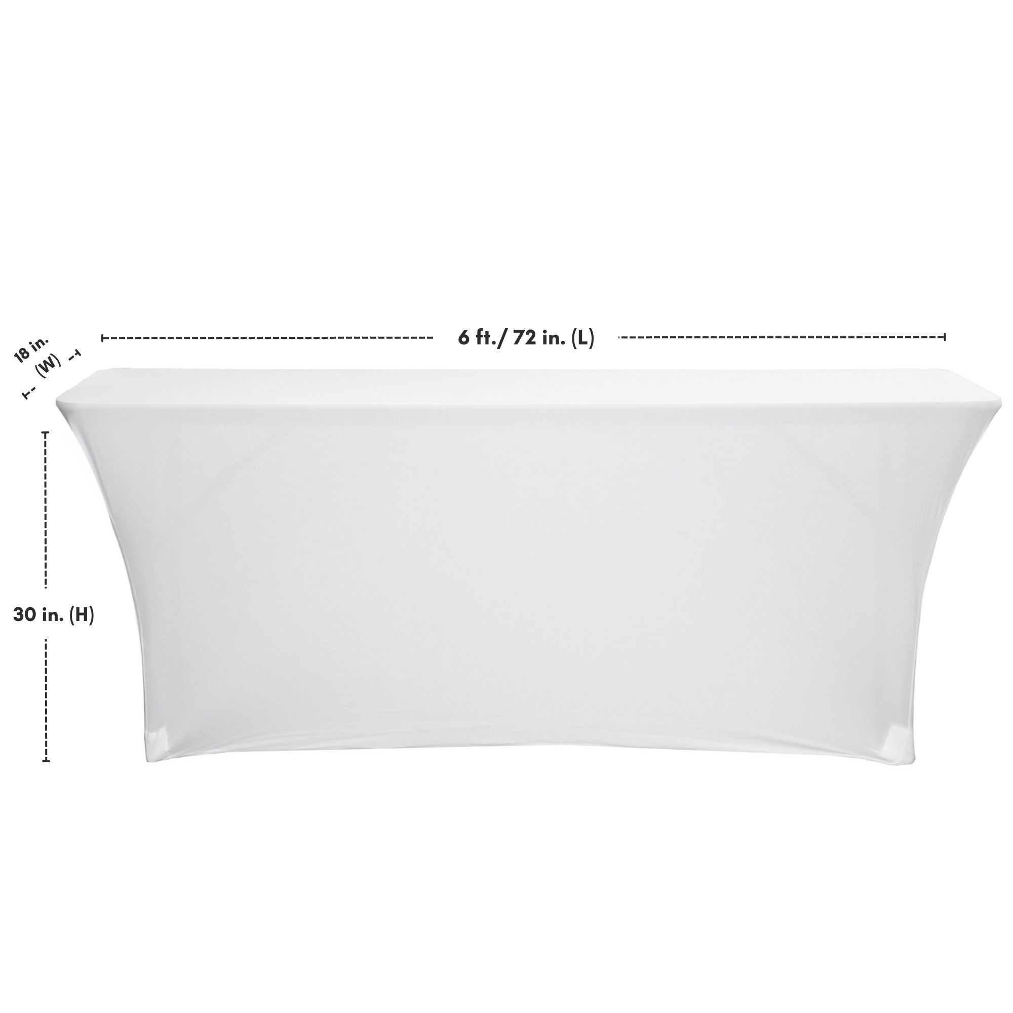 Stretch Spandex 6 ft x 18 Inches Classroom Rectangular Table Cover White measurements