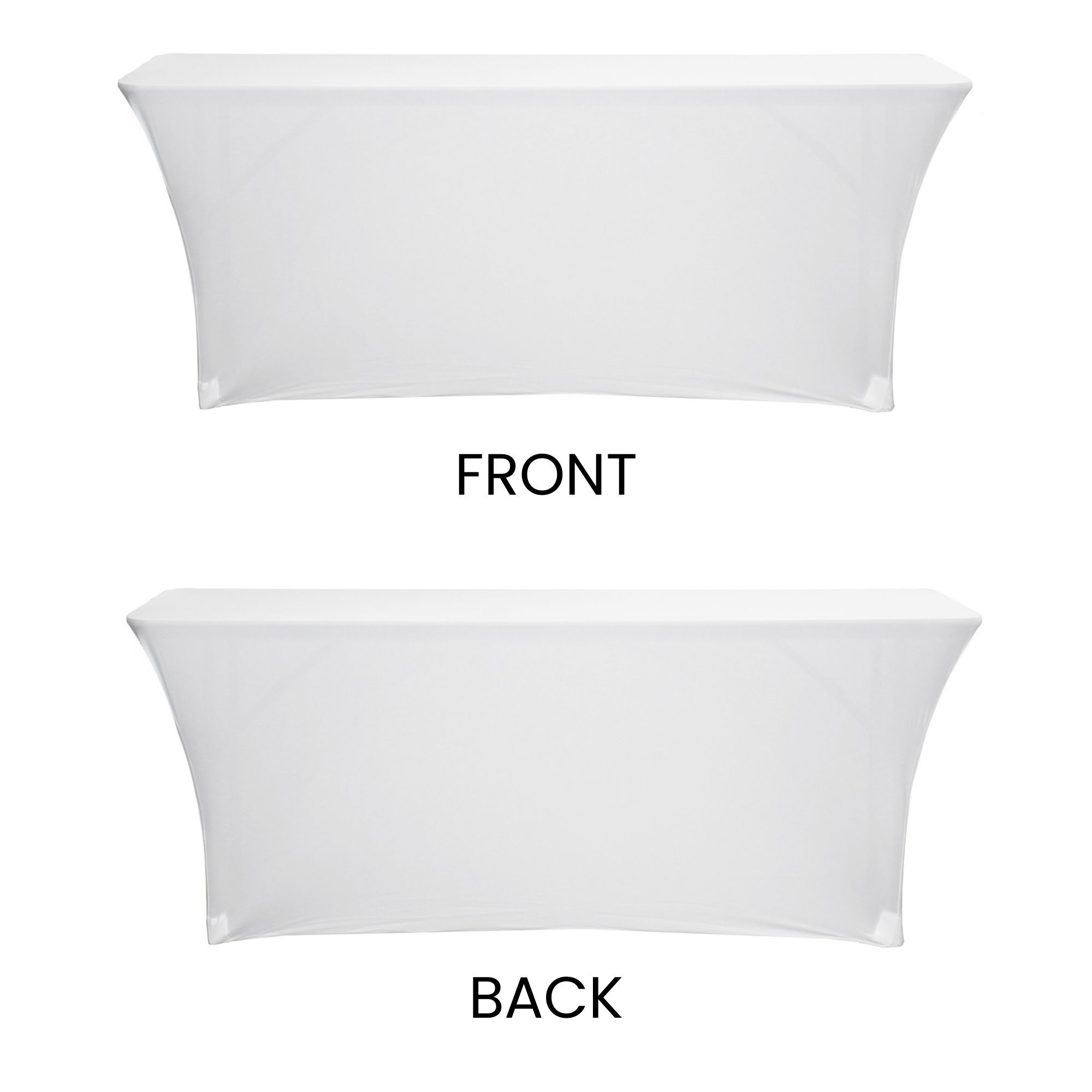 Stretch Spandex 6 ft x 18 Inches Classroom Rectangular Table Cover White front and back