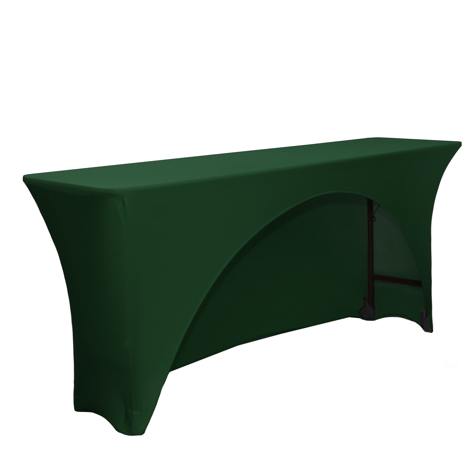 Stretch Spandex 6 ft x 18 Inches Open Back Rectangular Table Cover Hunter Green side
