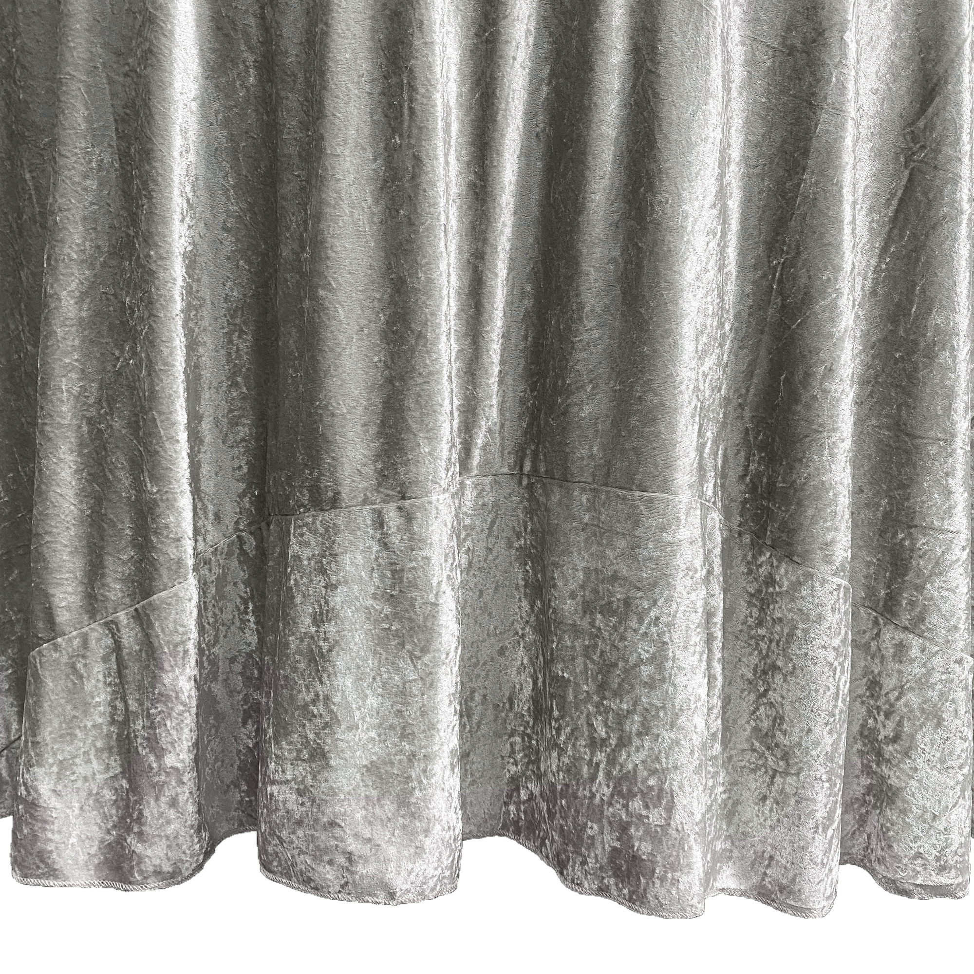 132 Inch Round Crushed Velvet Tablecloth Dark Silver Seam