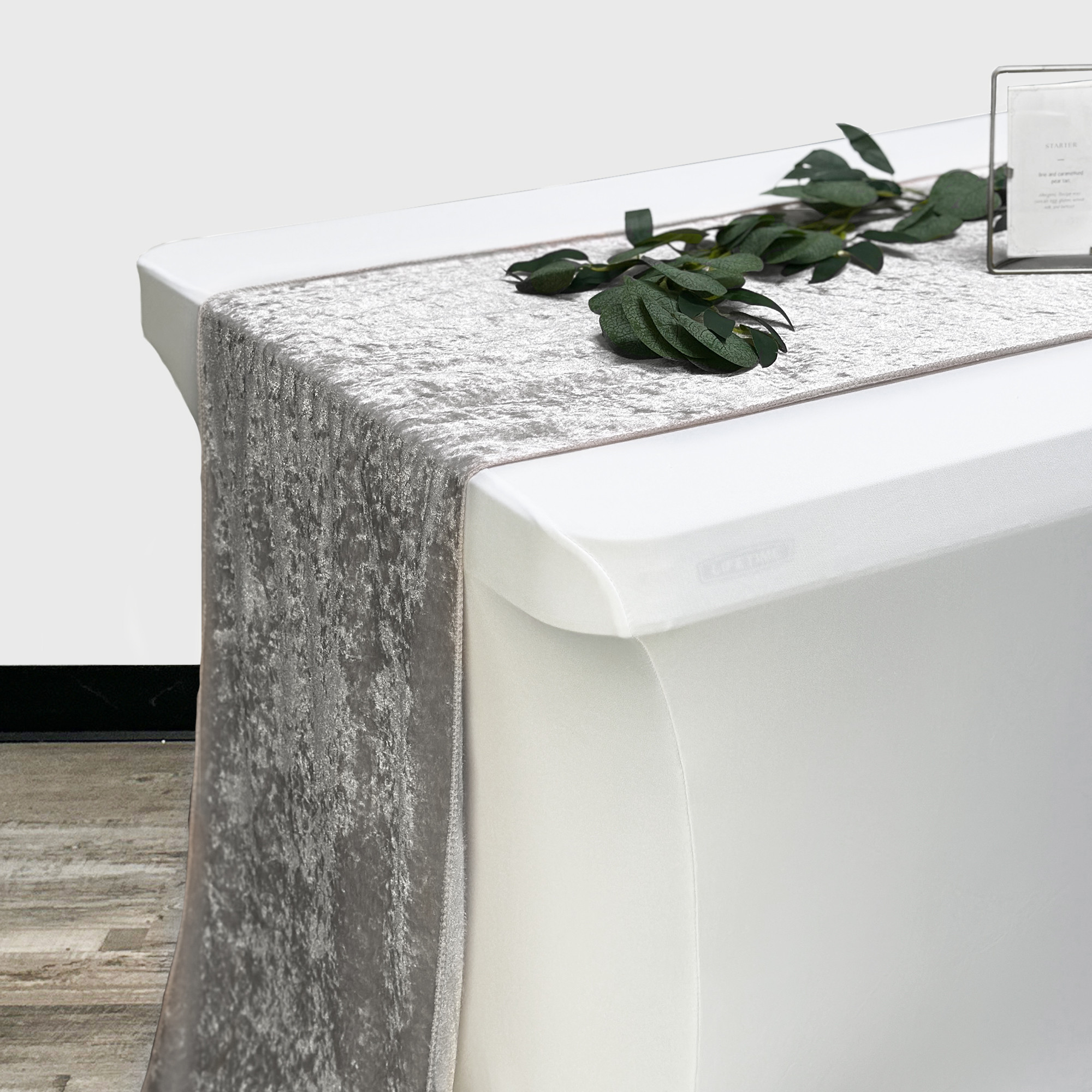 14 x 108 Inch Velvet Table Runner Dark Silver