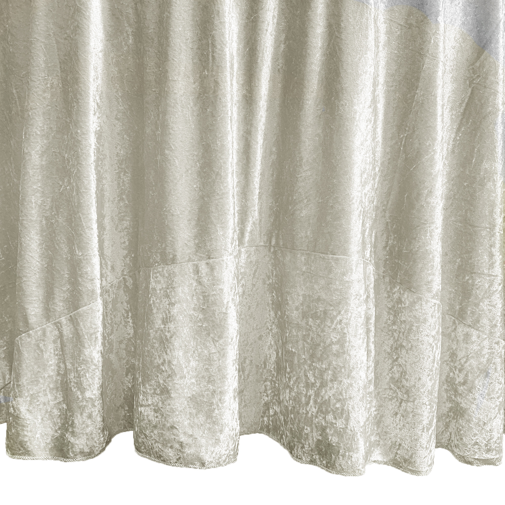 120 Inch Round Crushed Velvet Tablecloth Ivory Seam