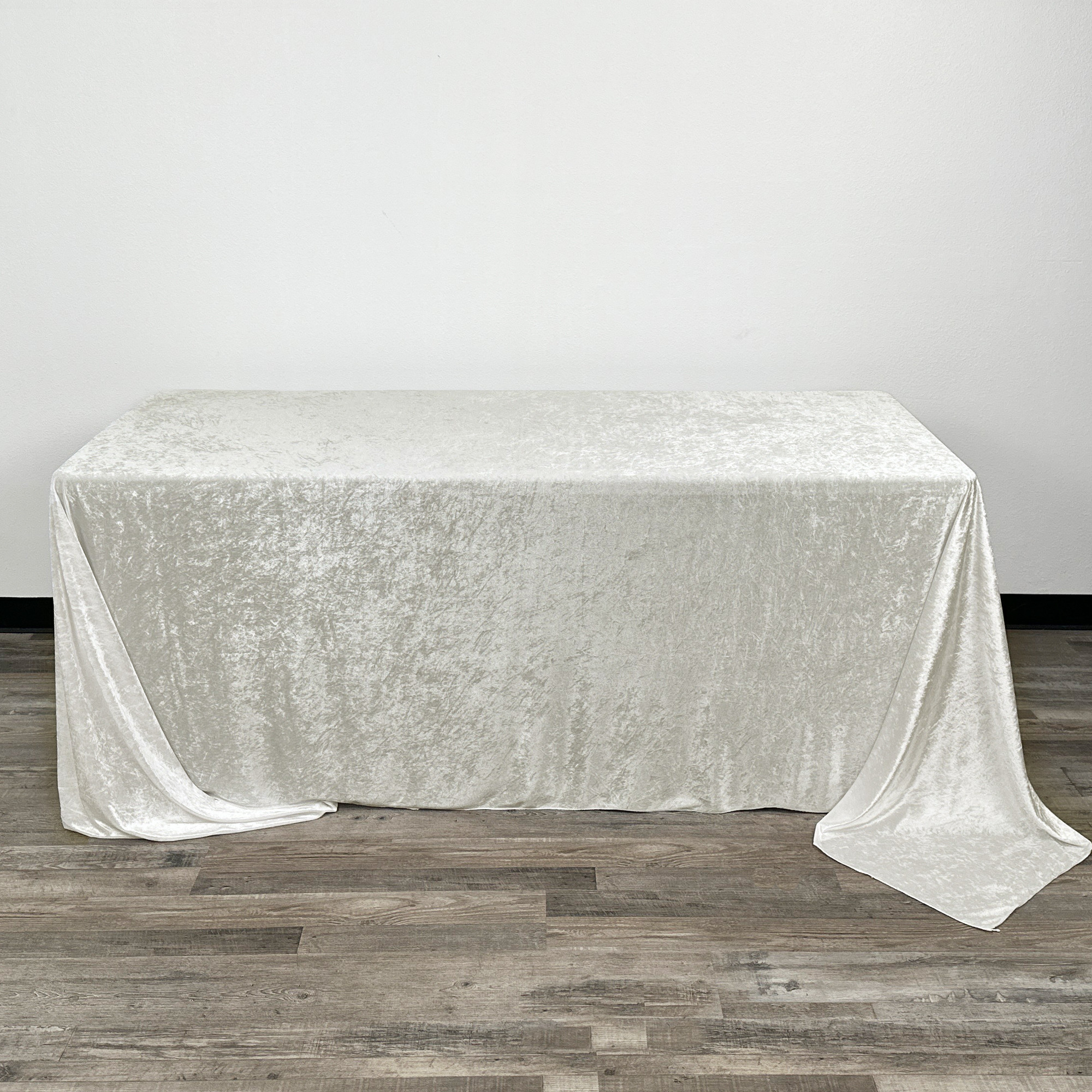 90 x 132 Inch Rectangular Crushed Velvet Tablecloth Ivory front