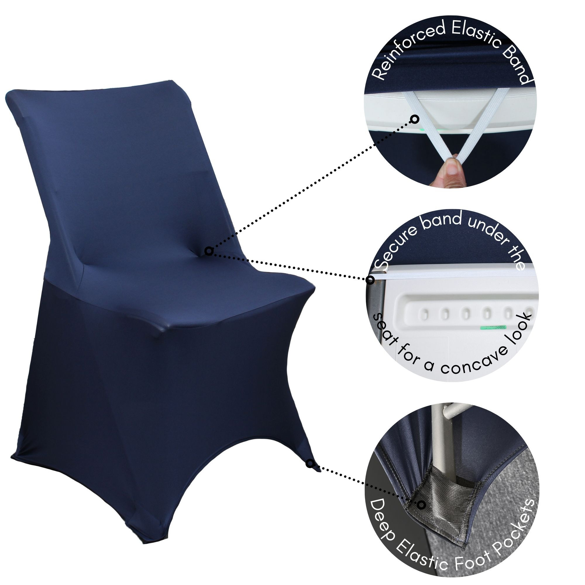 Stretch Spandex Lifetime Folding Chair Cover Navy Blue features