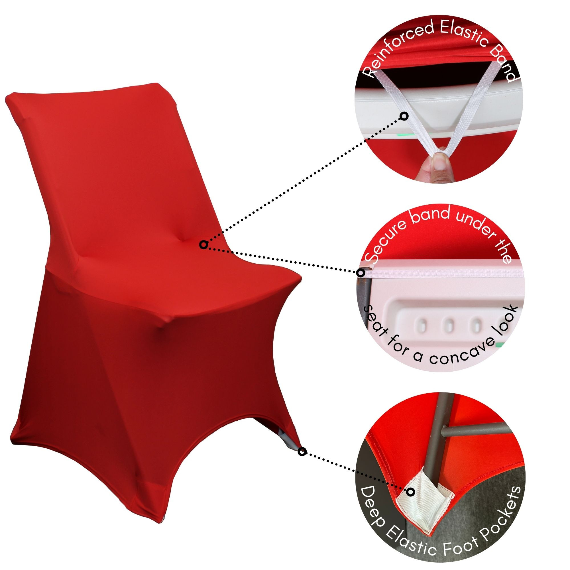 Stretch Spandex Lifetime Folding Chair Cover Red features