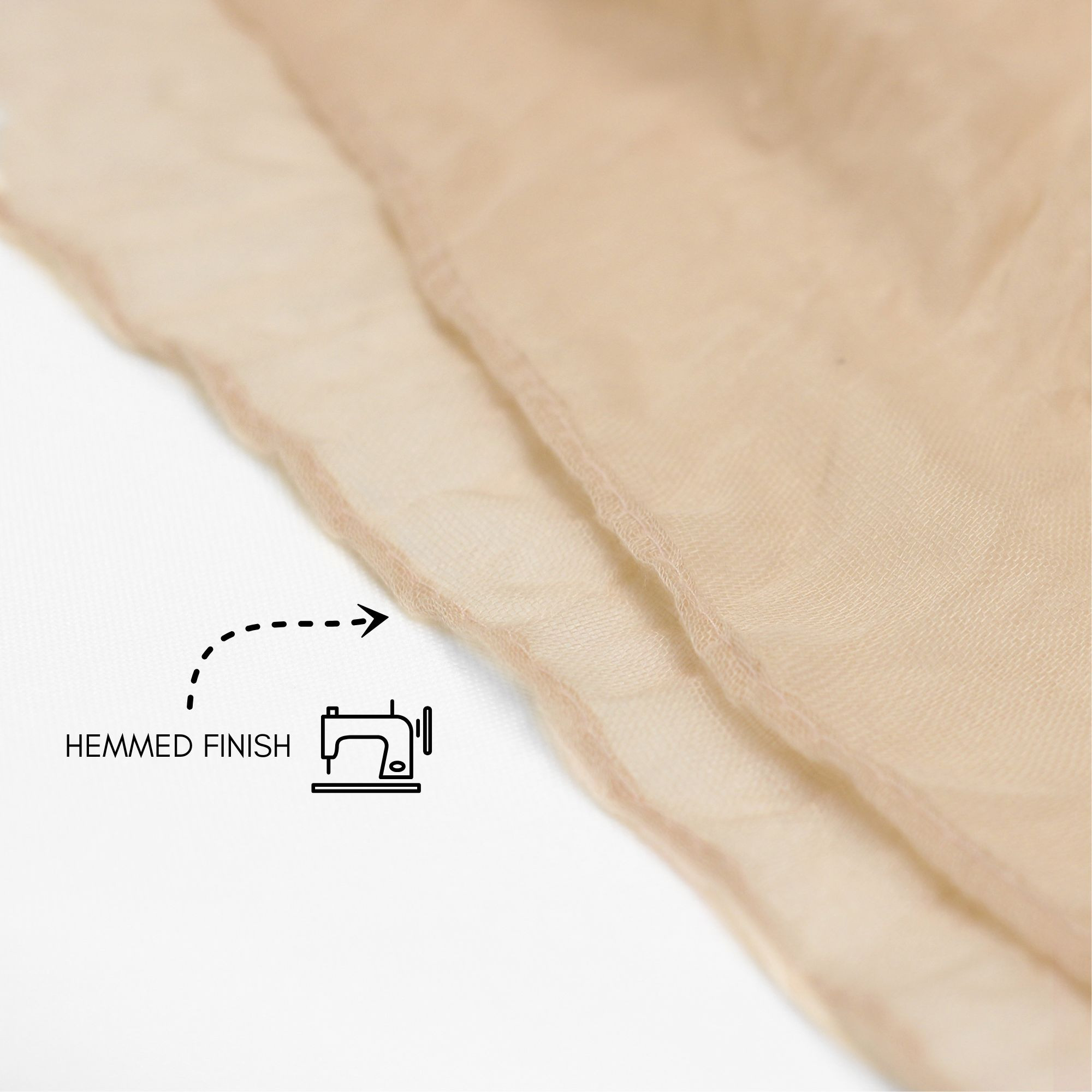 35 in X 10 ft Gauze Cheesecloth Table Runner Champagne Hem