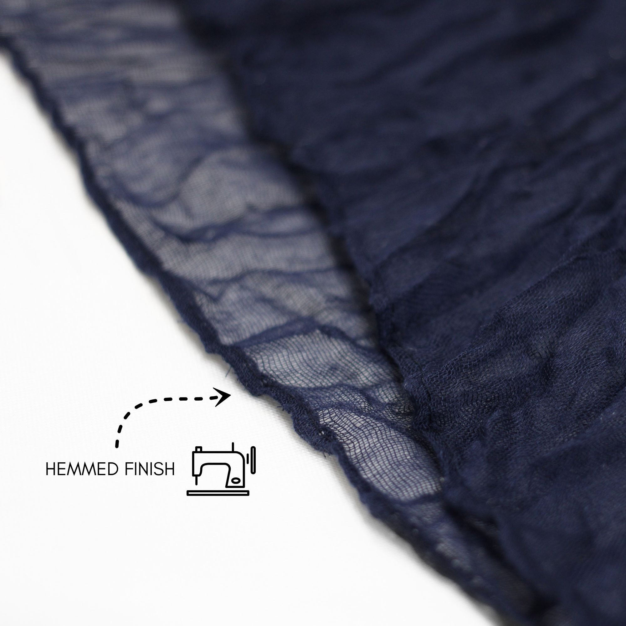 35 in X 10 ft Gauze Cheesecloth Table Runner Navy Blue hem