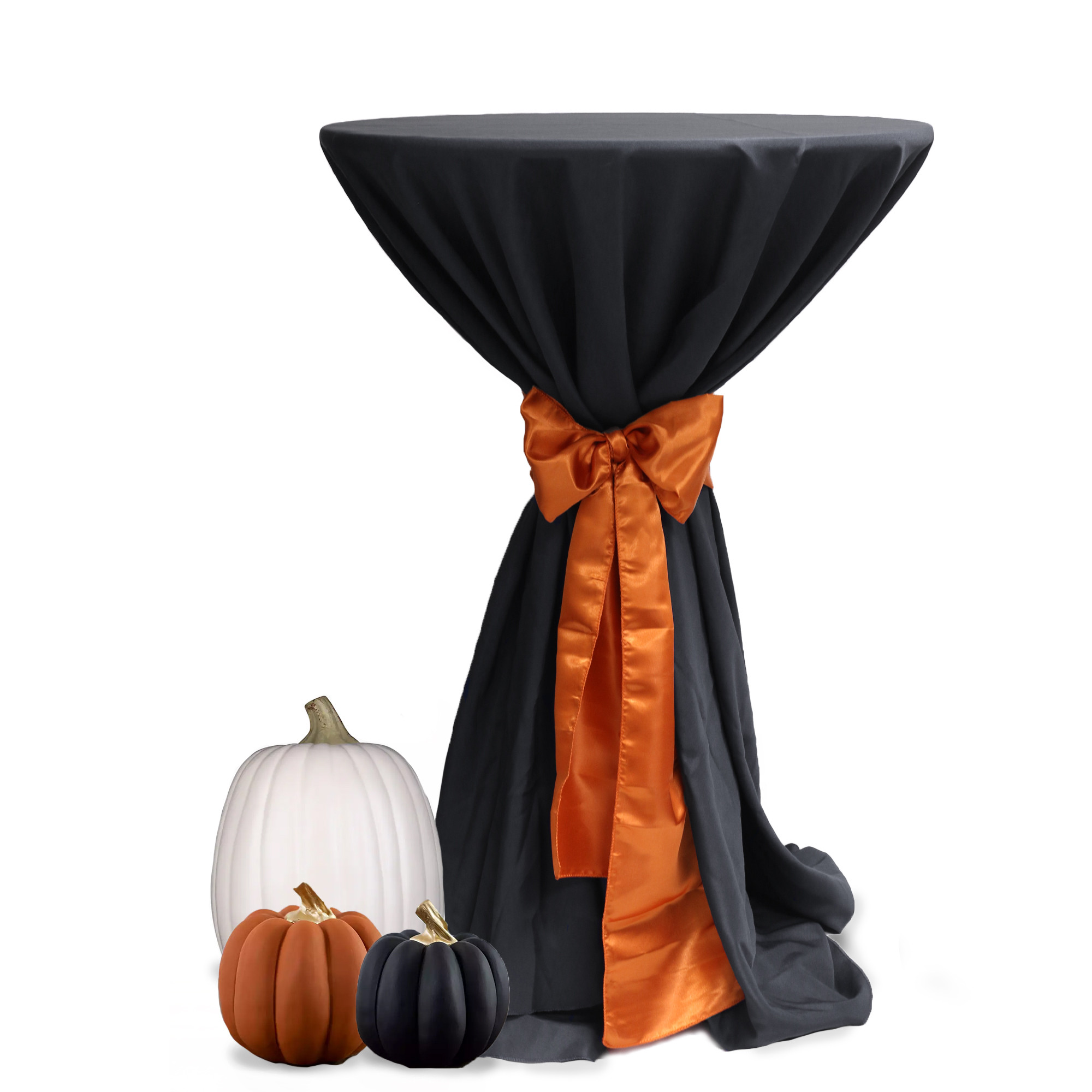 120 inch Round Polyester Tablecloths Black on cocktail table
