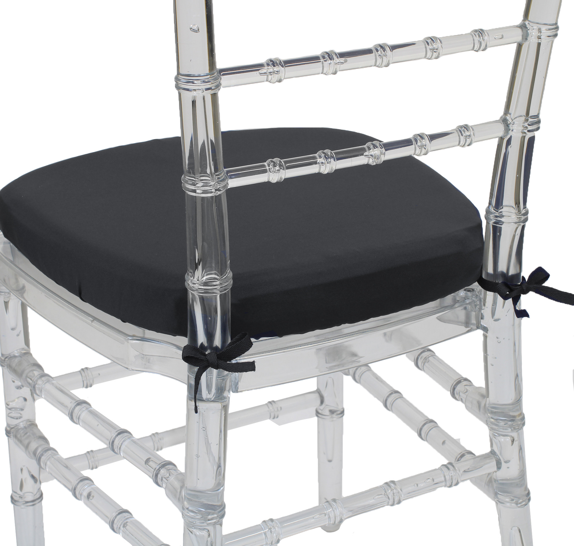 Stretch Spandex Chiavari Pad Cover with Ties Black back ties