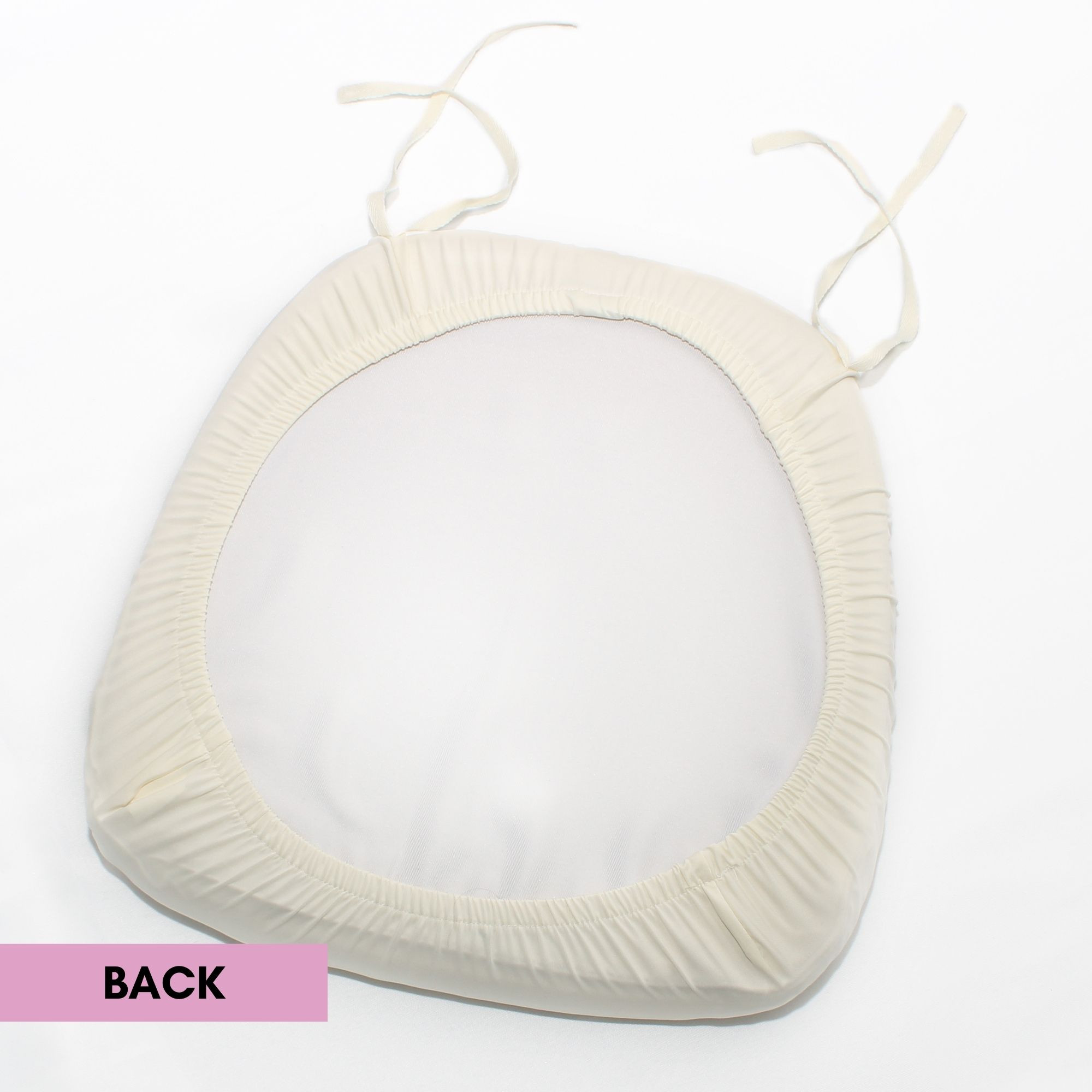 Stretch Spandex Chiavari Pad Cover with Ties Ivory Back