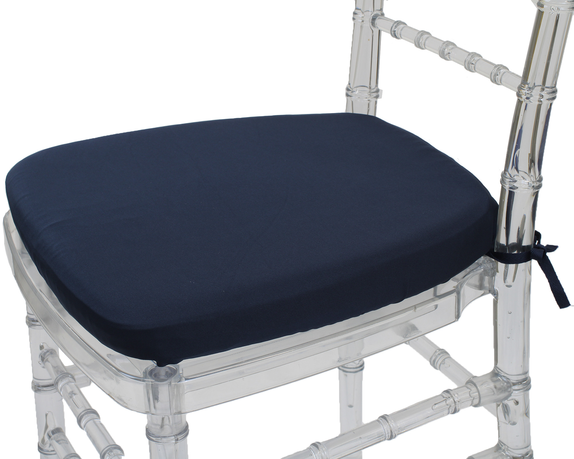 Stretch Spandex Chiavari Pad Cover with Ties Navy Blue close up