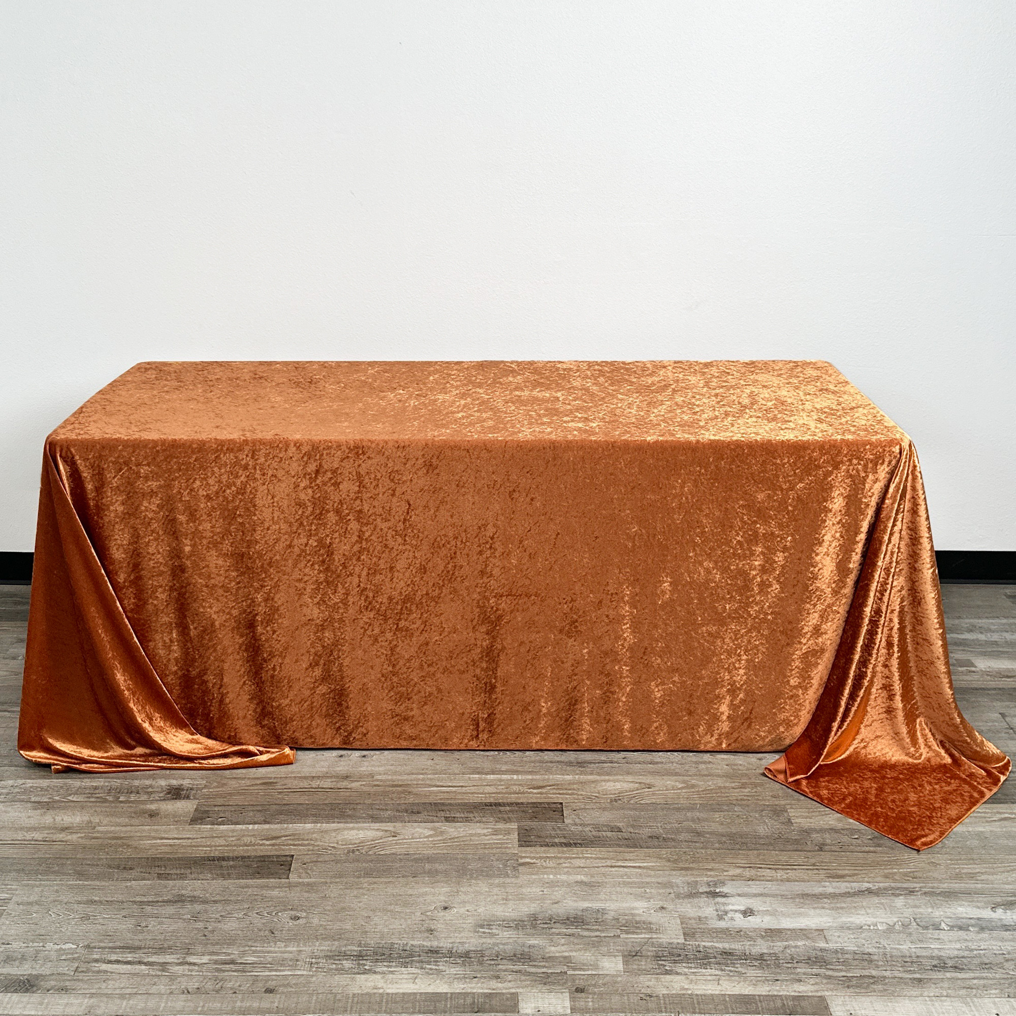 90 x 132 Inch Rectangular Crushed Velvet Tablecloth terracotta front