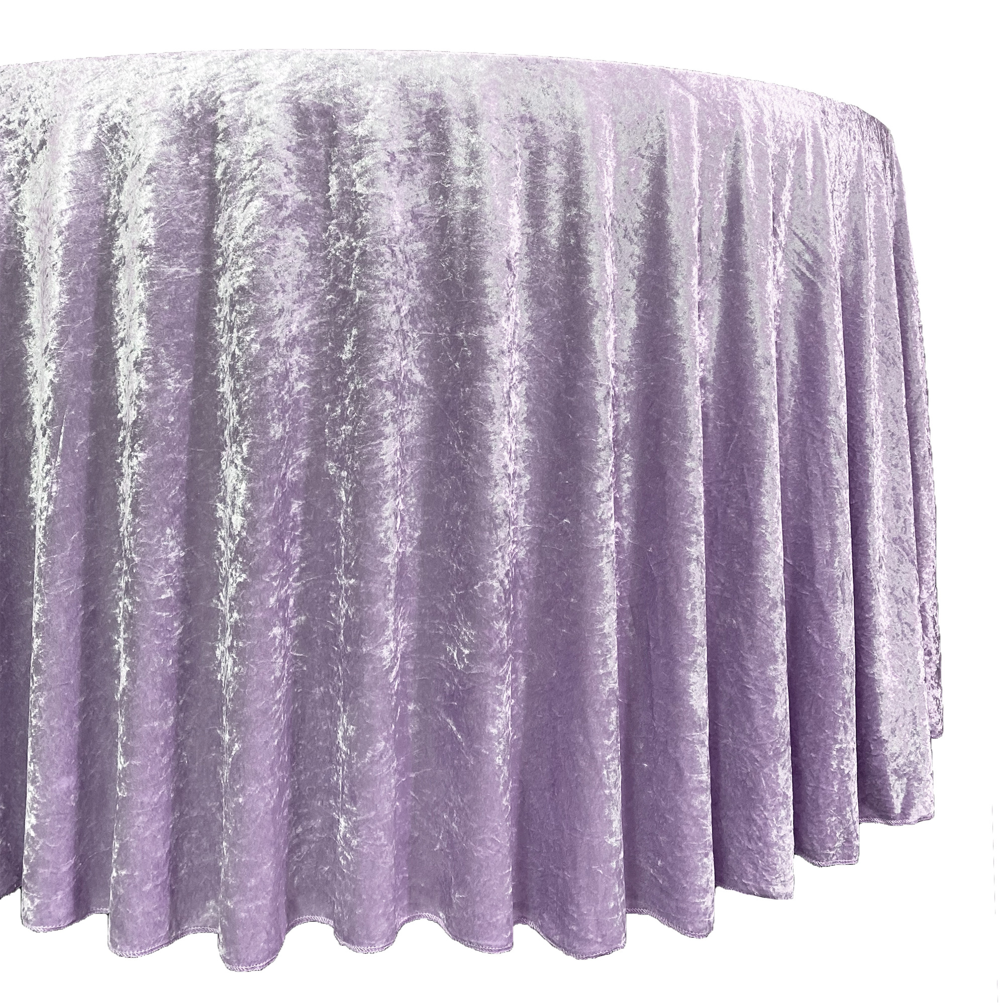 120 Inch Round Crushed Velvet Tablecloth Lavender side