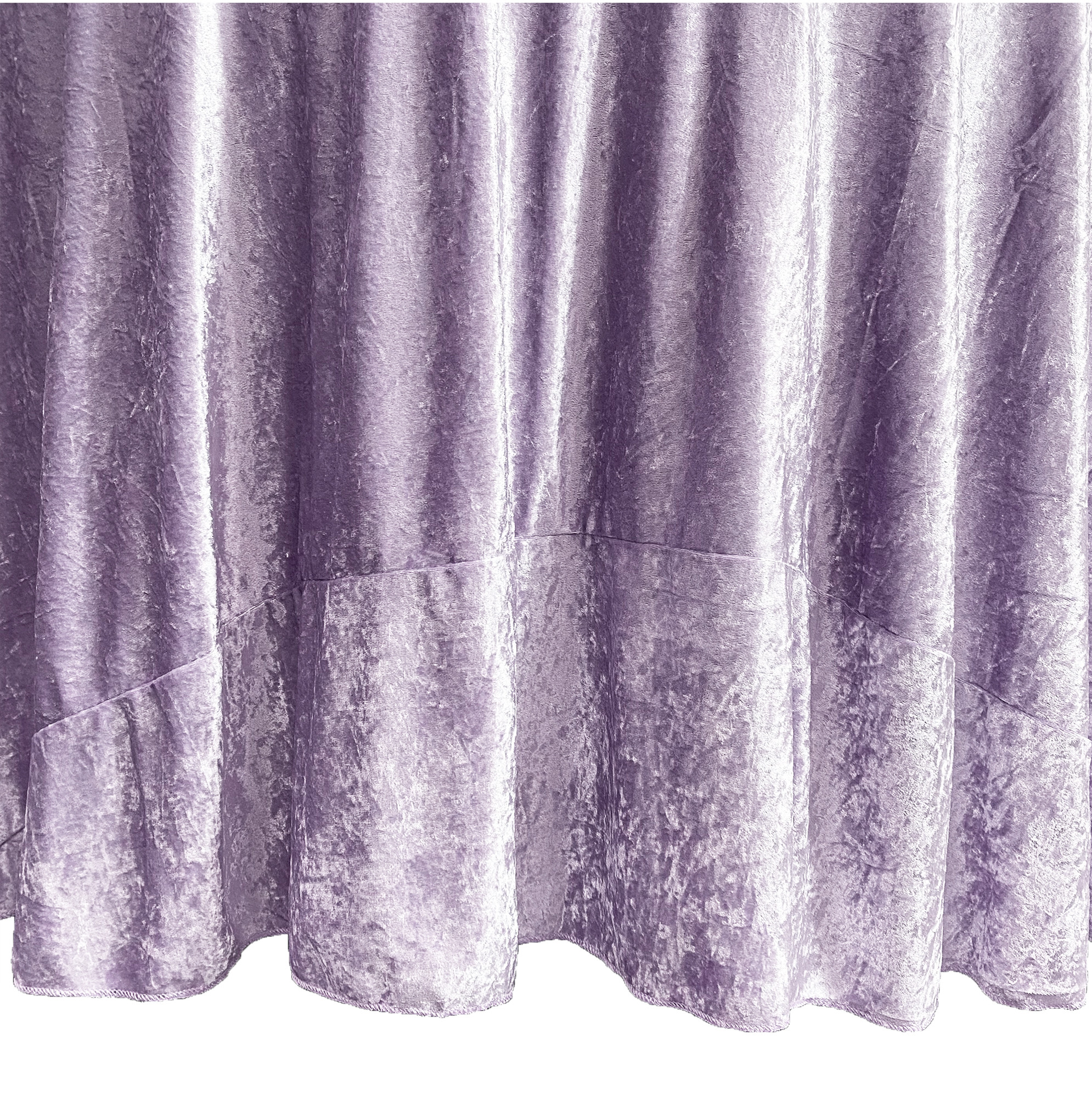 120 Inch Round Crushed Velvet Tablecloth Lavender hem