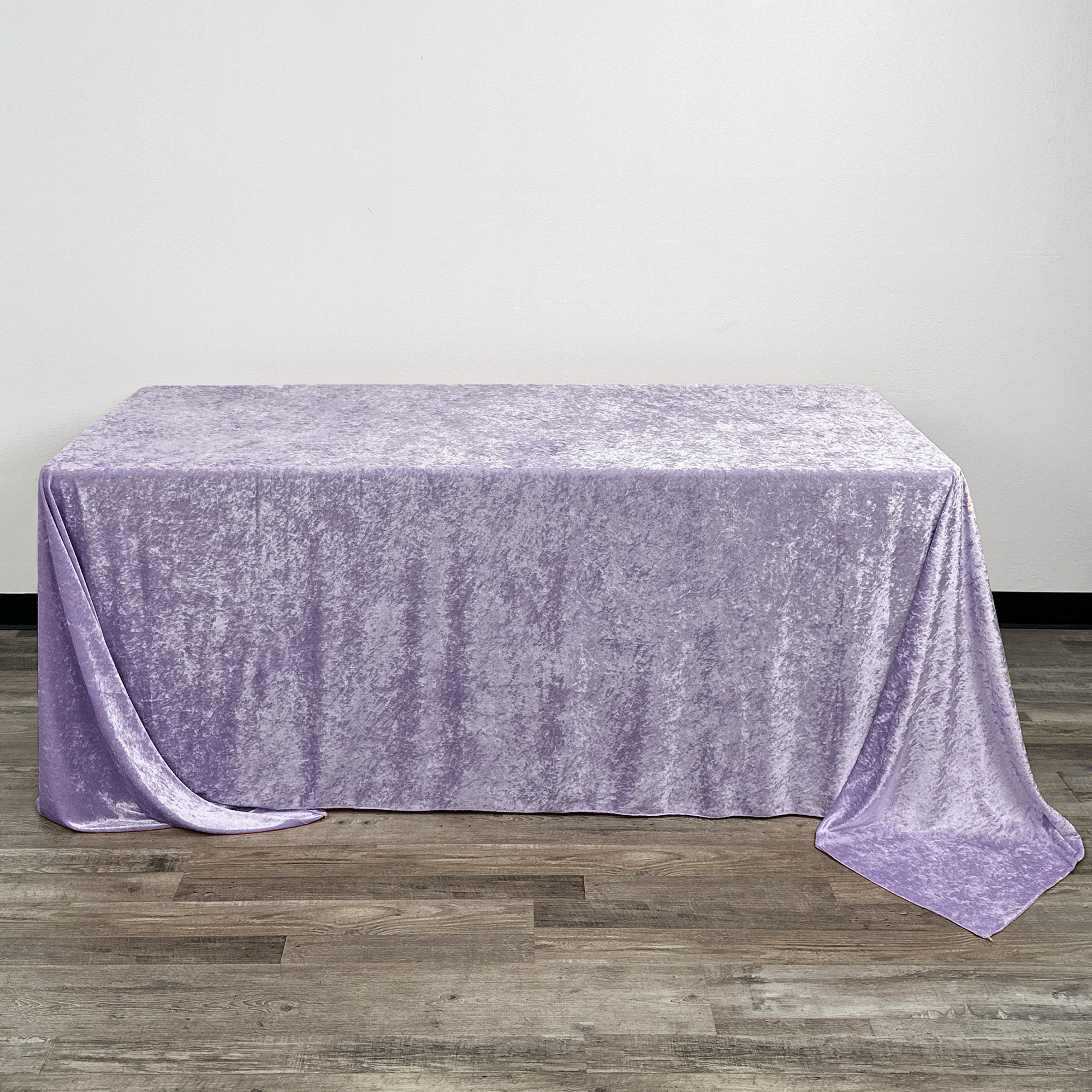 90 x 132 Inch Rectangular Crushed Velvet Tablecloth lavender front
