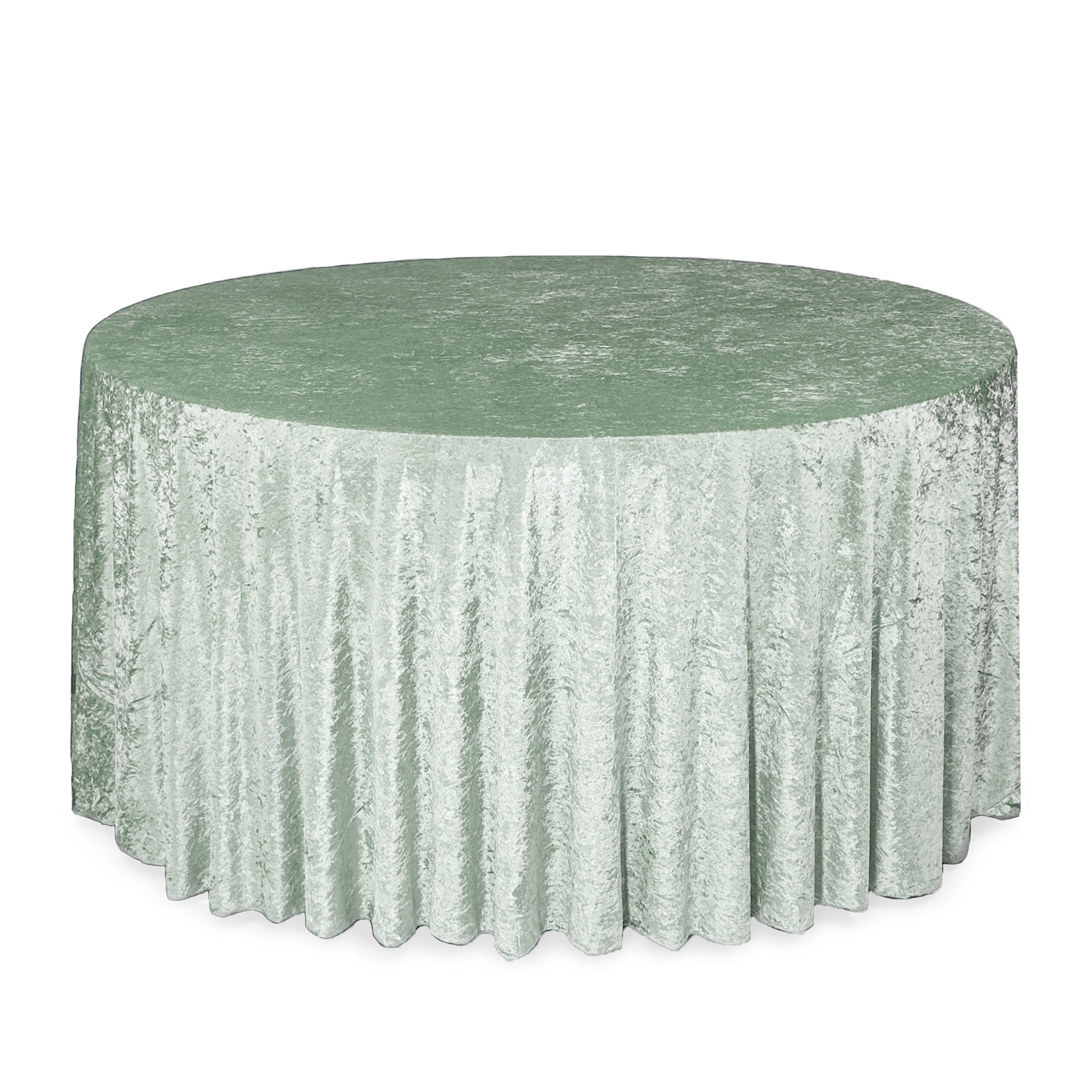 120 Inch Round Crushed Velvet Tablecloth Sage