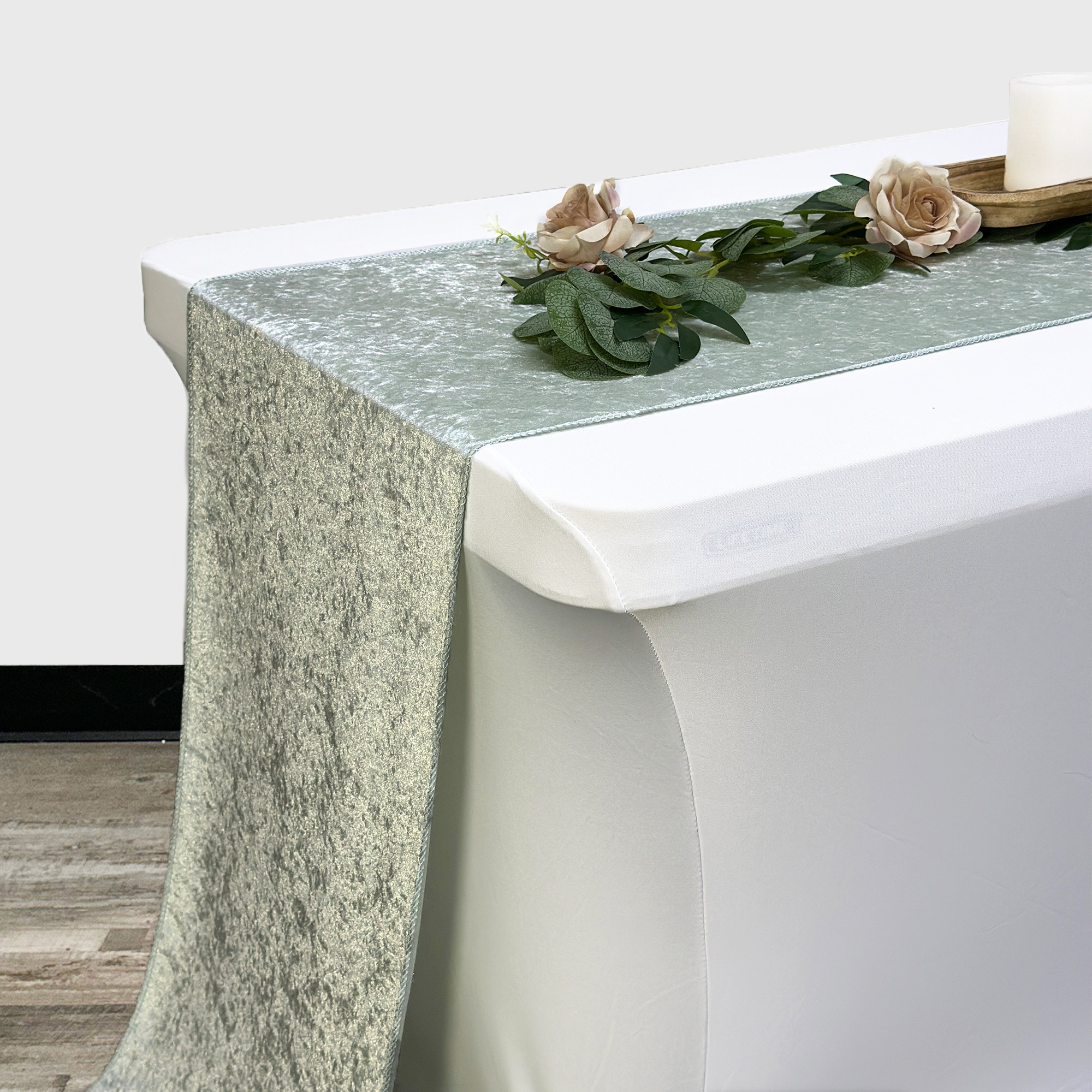 14 x 108 Inch Velvet Table Runner Sage