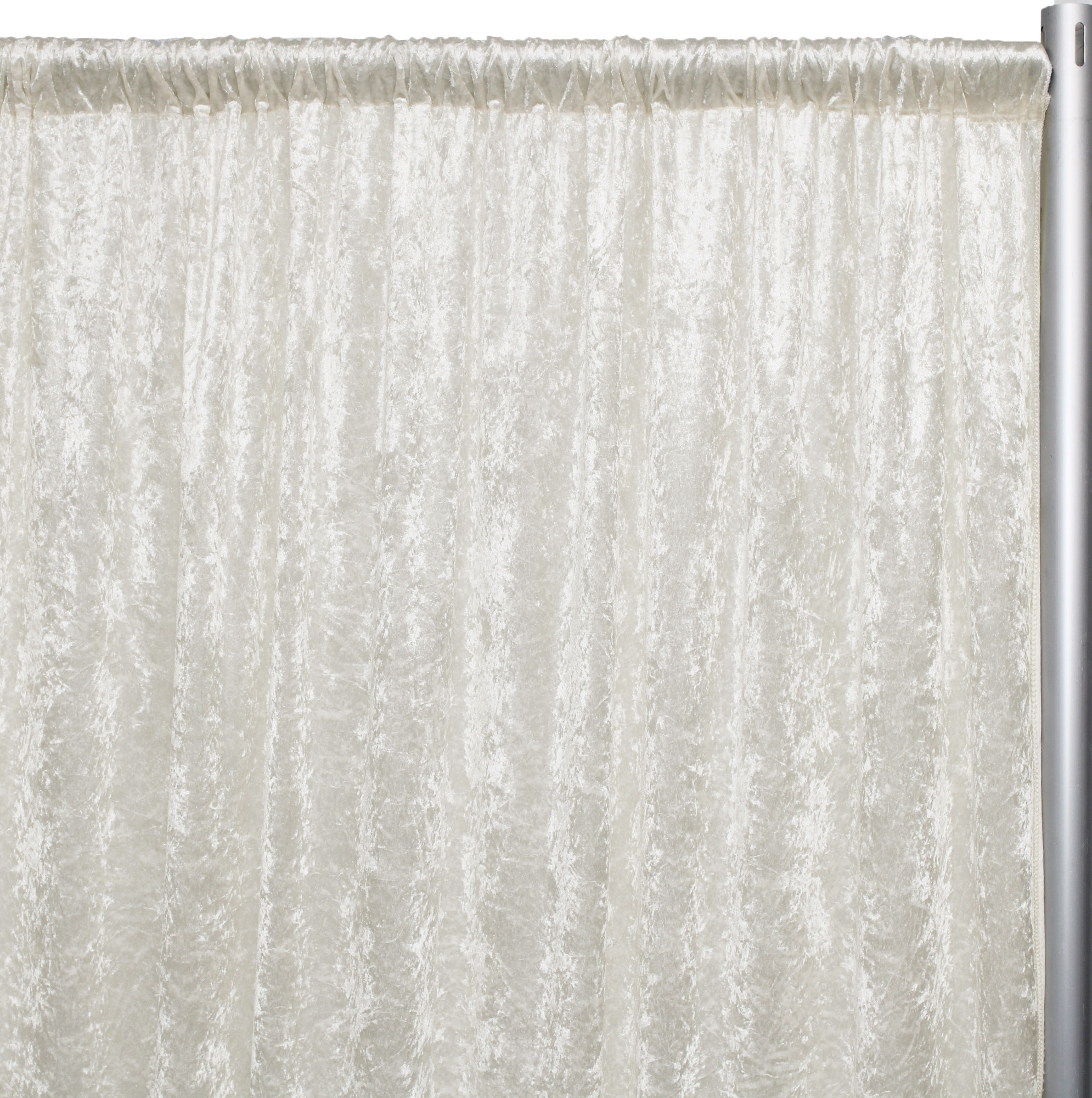 Velvet 8 ft x 60 Inch Drape with 4 Inch Pocket Ivory Close Up