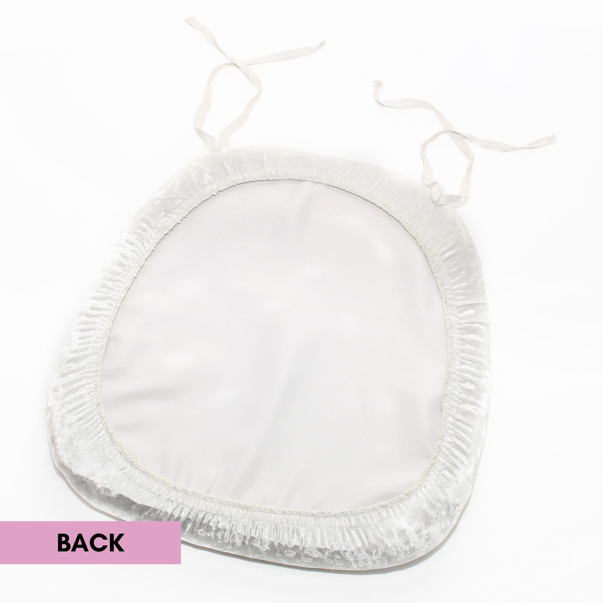 Velvet Spandex Chiavari Pad Cover with Ties White Back