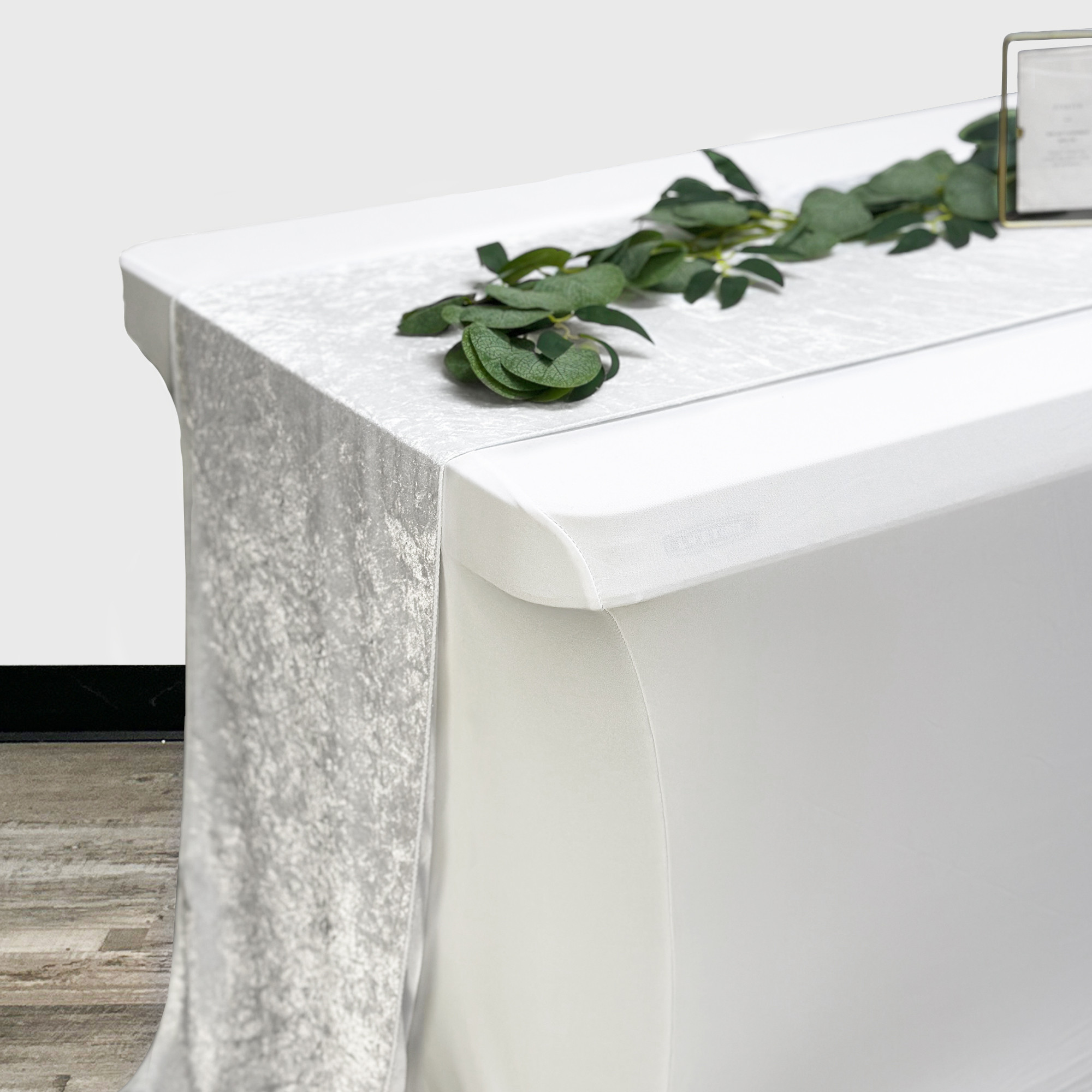 14 x 108 Inch Velvet Table Runner White