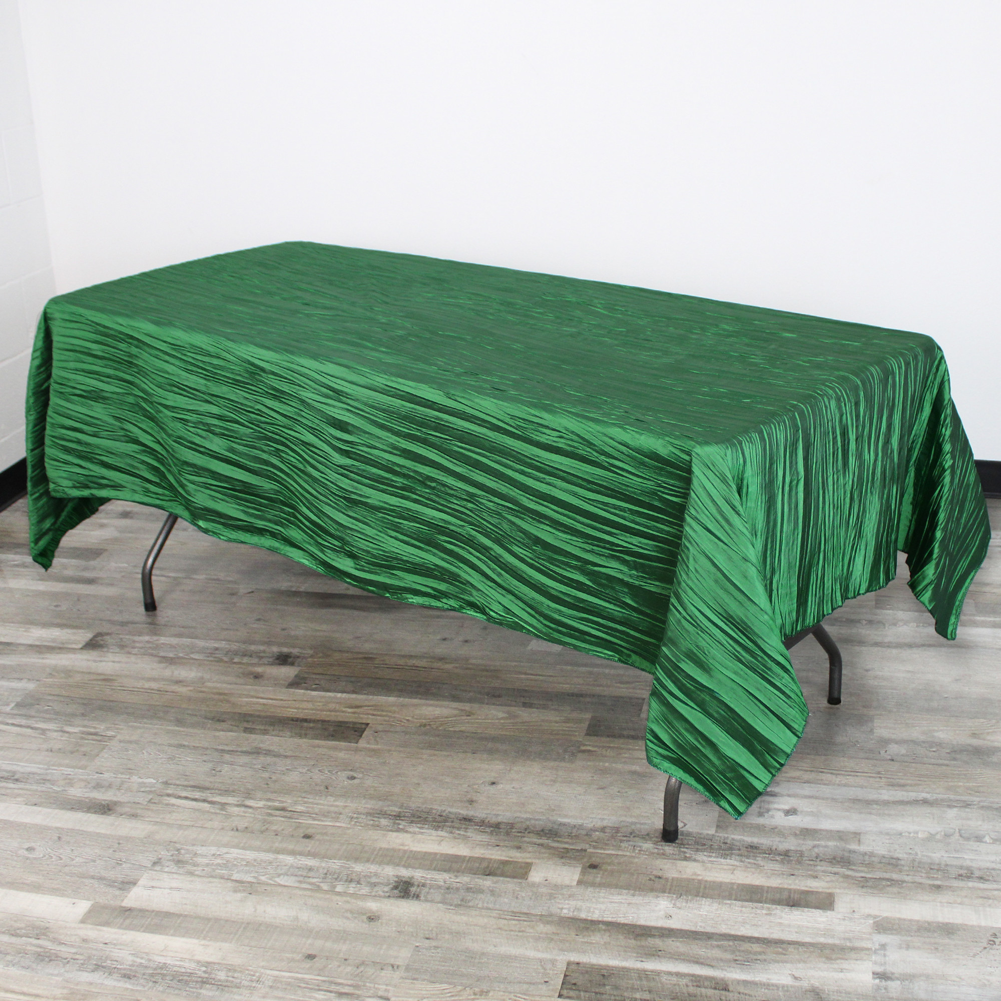 60 x 102 Inch Rectangular Crinkle Taffeta Tablecloth Hunter Green