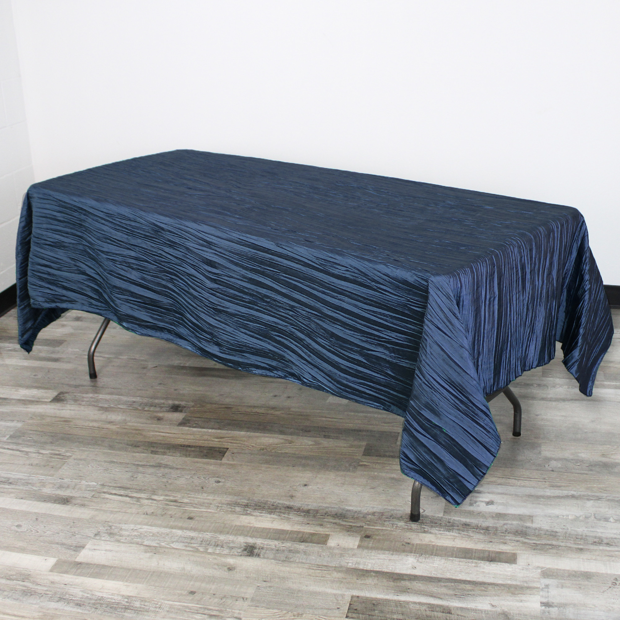 60 x 102 Inch Rectangular Crinkle Taffeta Tablecloth Navy Blue