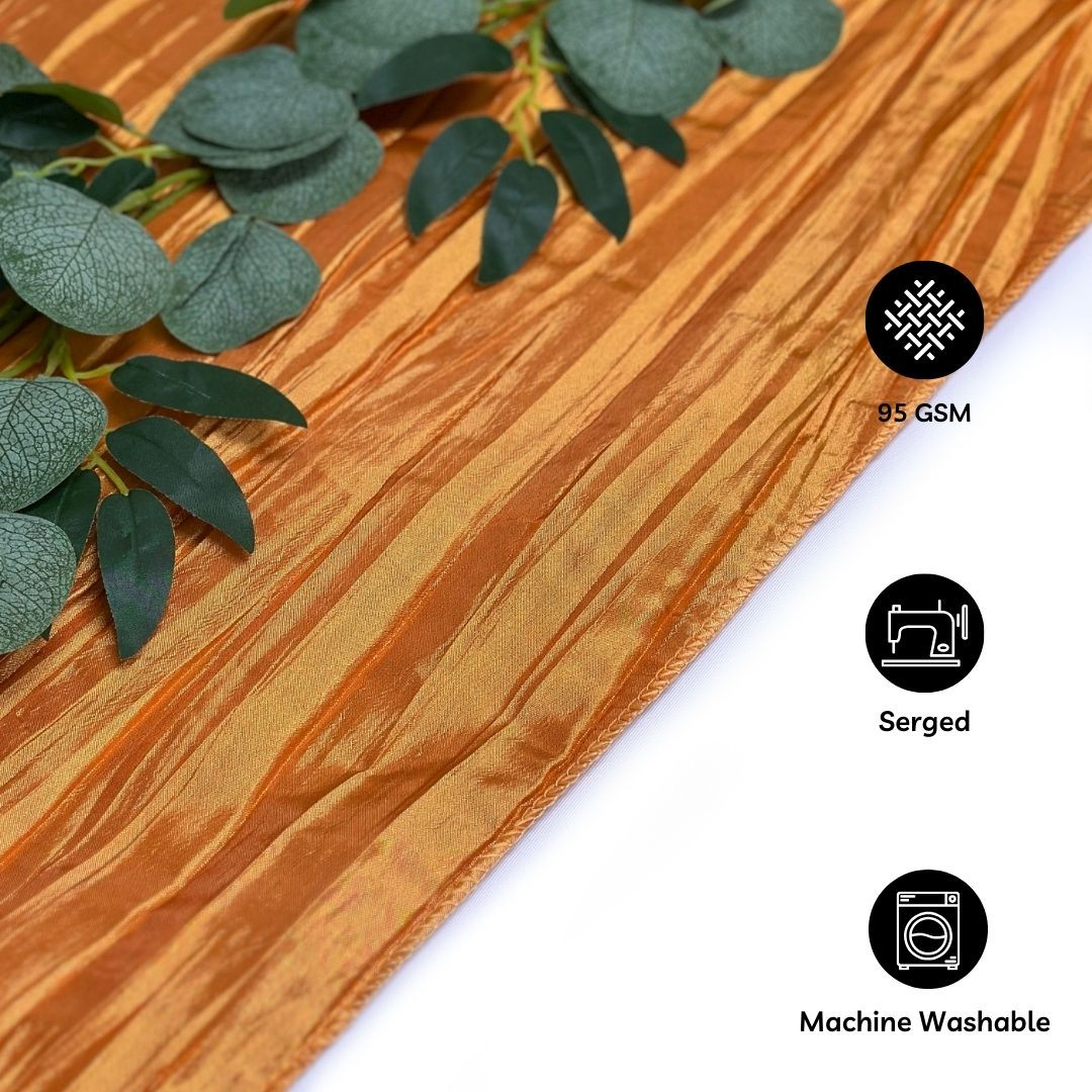 14 x 108 Inch Crinkle Taffeta Table Runner Burnt Orange features
