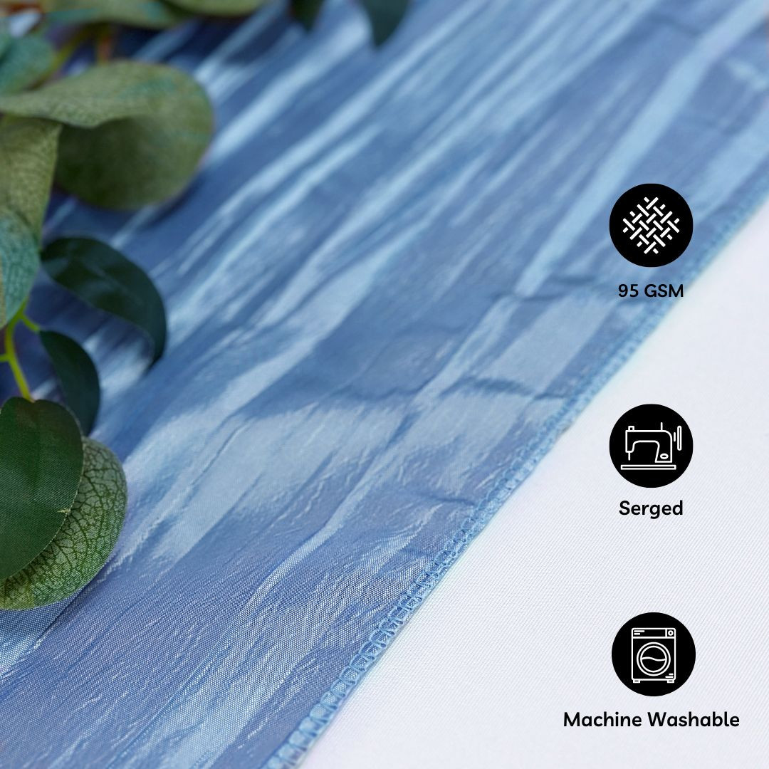 14 x 108 Inch Crinkle Taffeta Table Runner Light Blue features