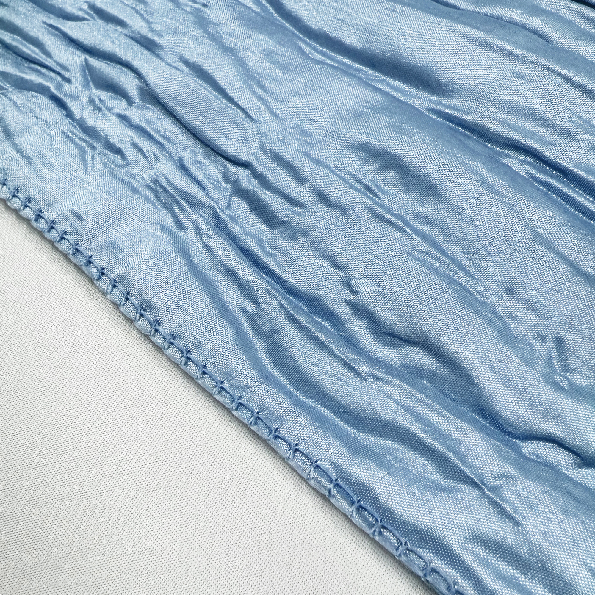90 x 132 inch Rectangular Crinkle Taffeta Tablecloths Light Blue hem