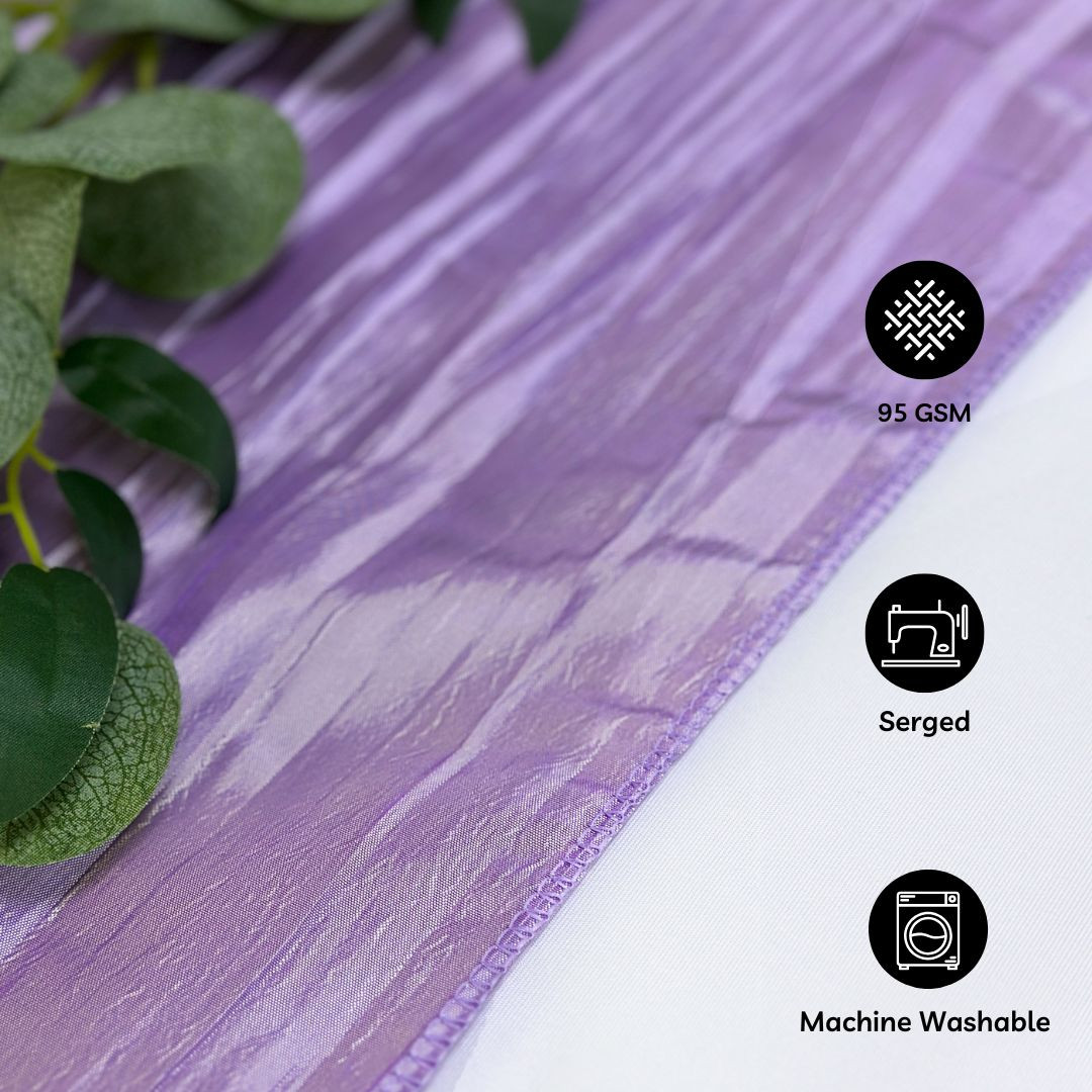 14 x 108 Inch Crinkle Taffeta Table Runner Lavender features