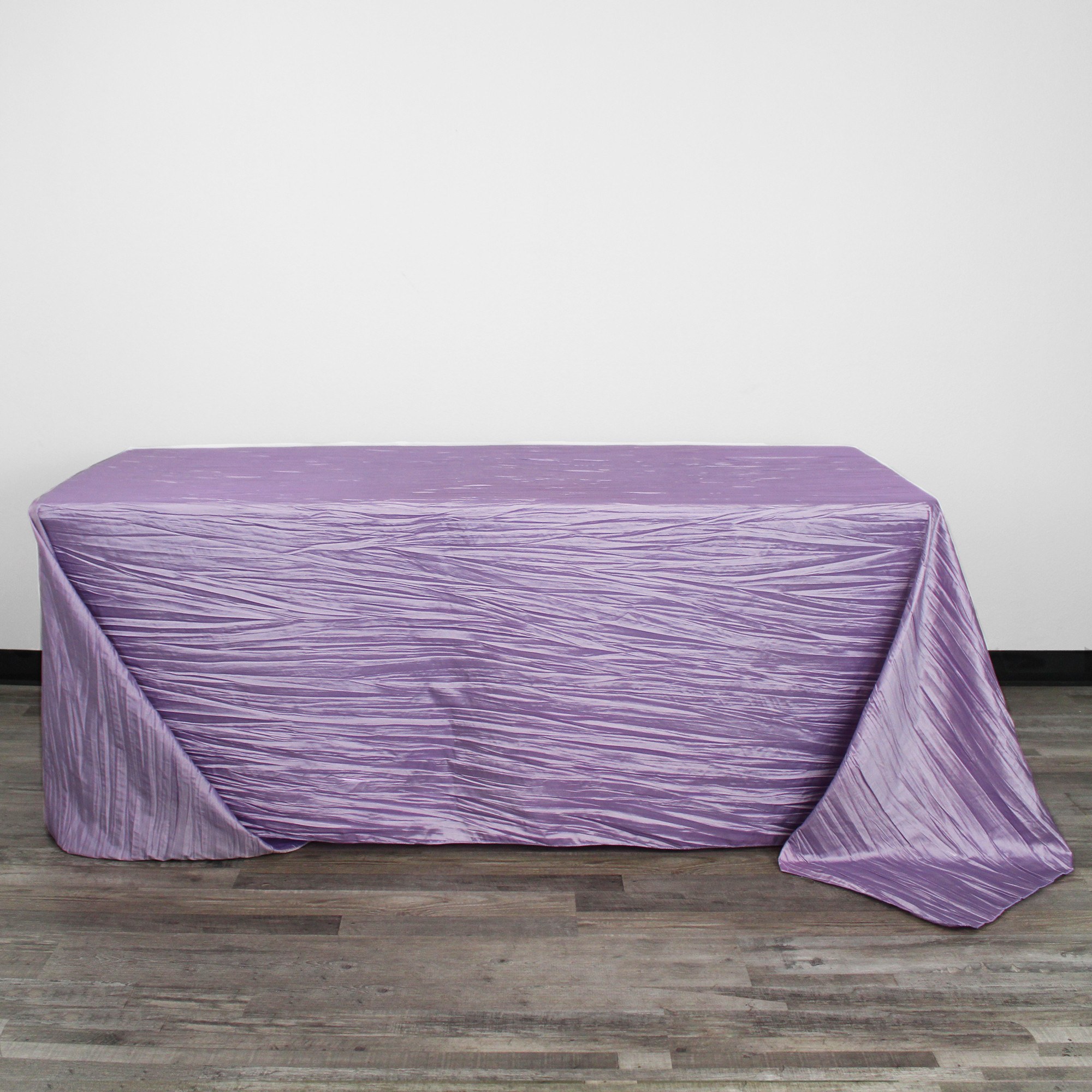 90 x 132 inch Rectangular Crinkle Taffeta Tablecloths Lavender front
