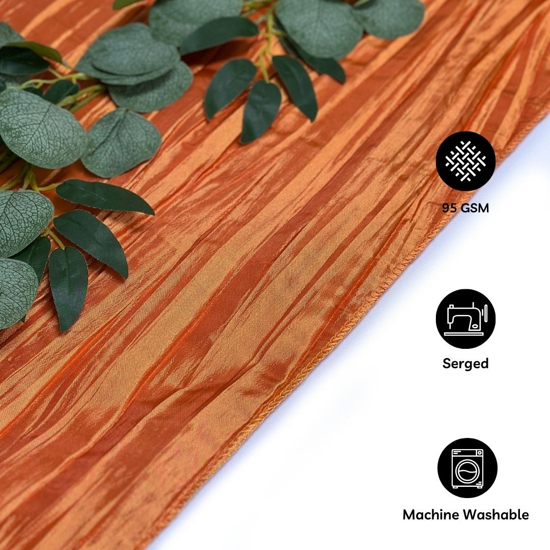 14 x 108 Inch Crinkle Taffeta Table Runner Terracotta features