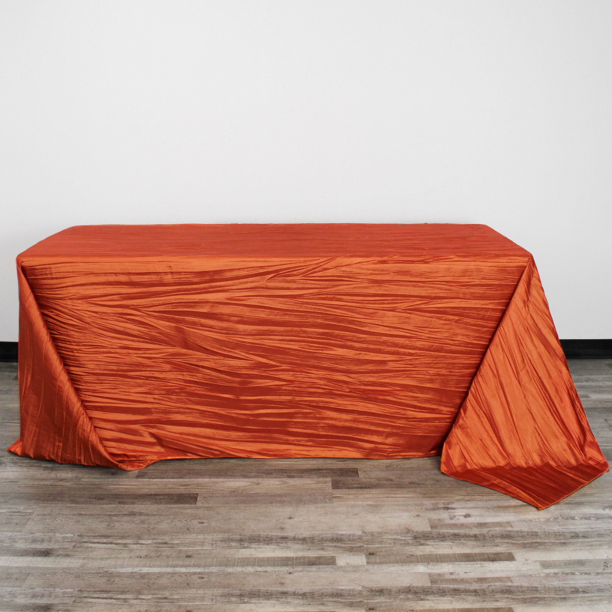 90 x 156 Inch Rectangular Crinkle Taffeta Tablecloth Terracotta front