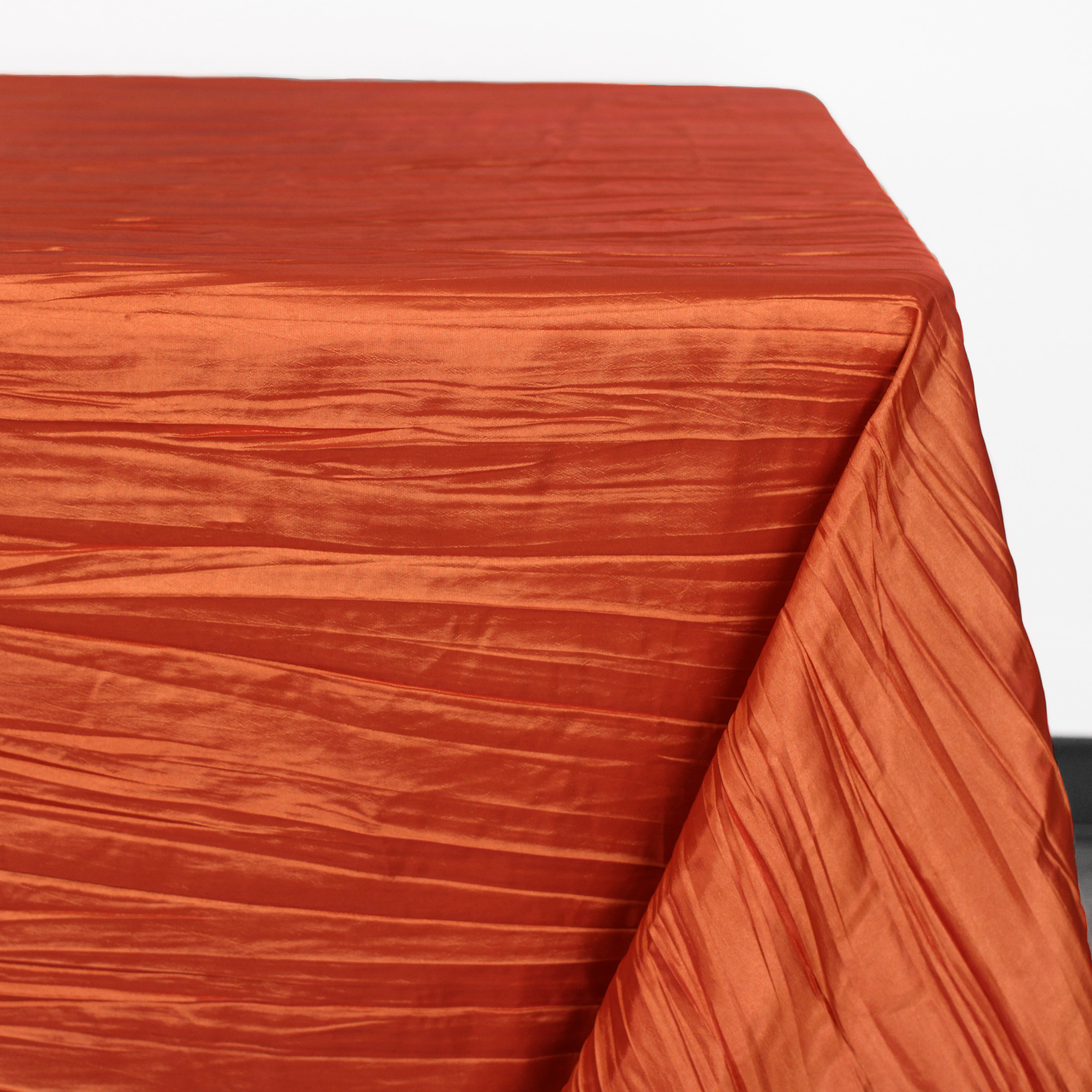 90 x 156 Inch Rectangular Crinkle Taffeta Tablecloth Terracotta corner