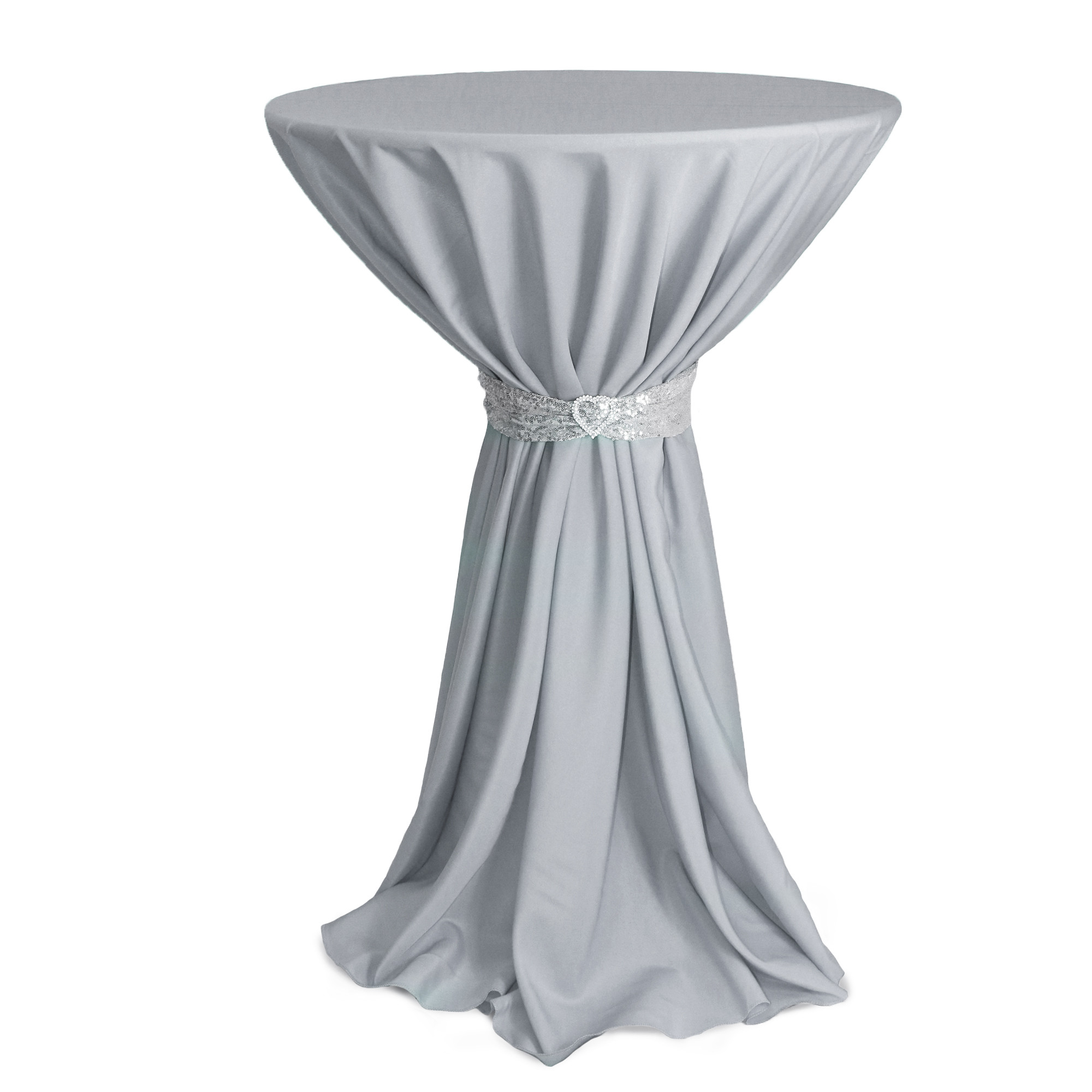 120 inch Round Polyester Tablecloths Silver on cocktail tables