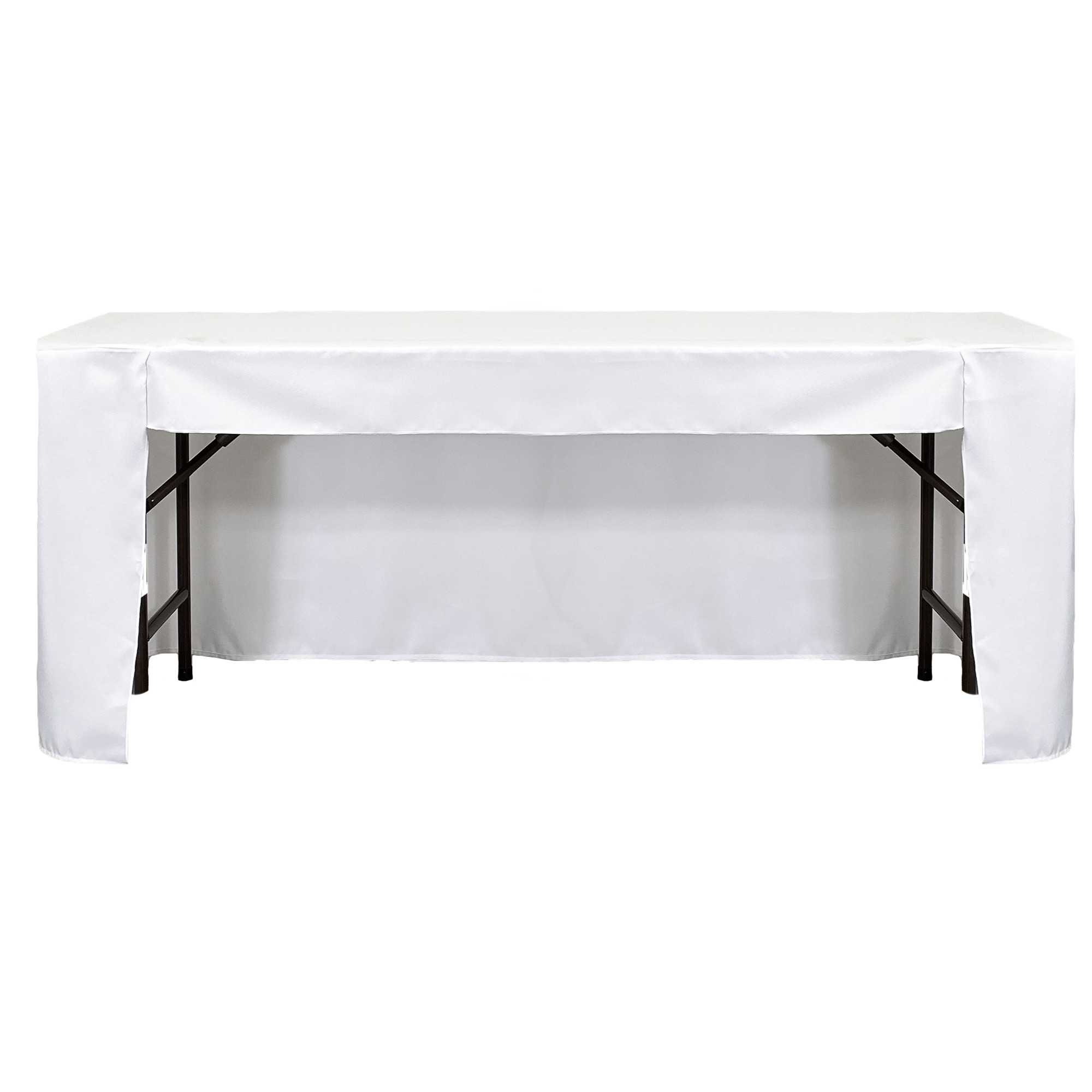 6 ft Fitted Polyester Rectangular Tablecloth Open Back  White