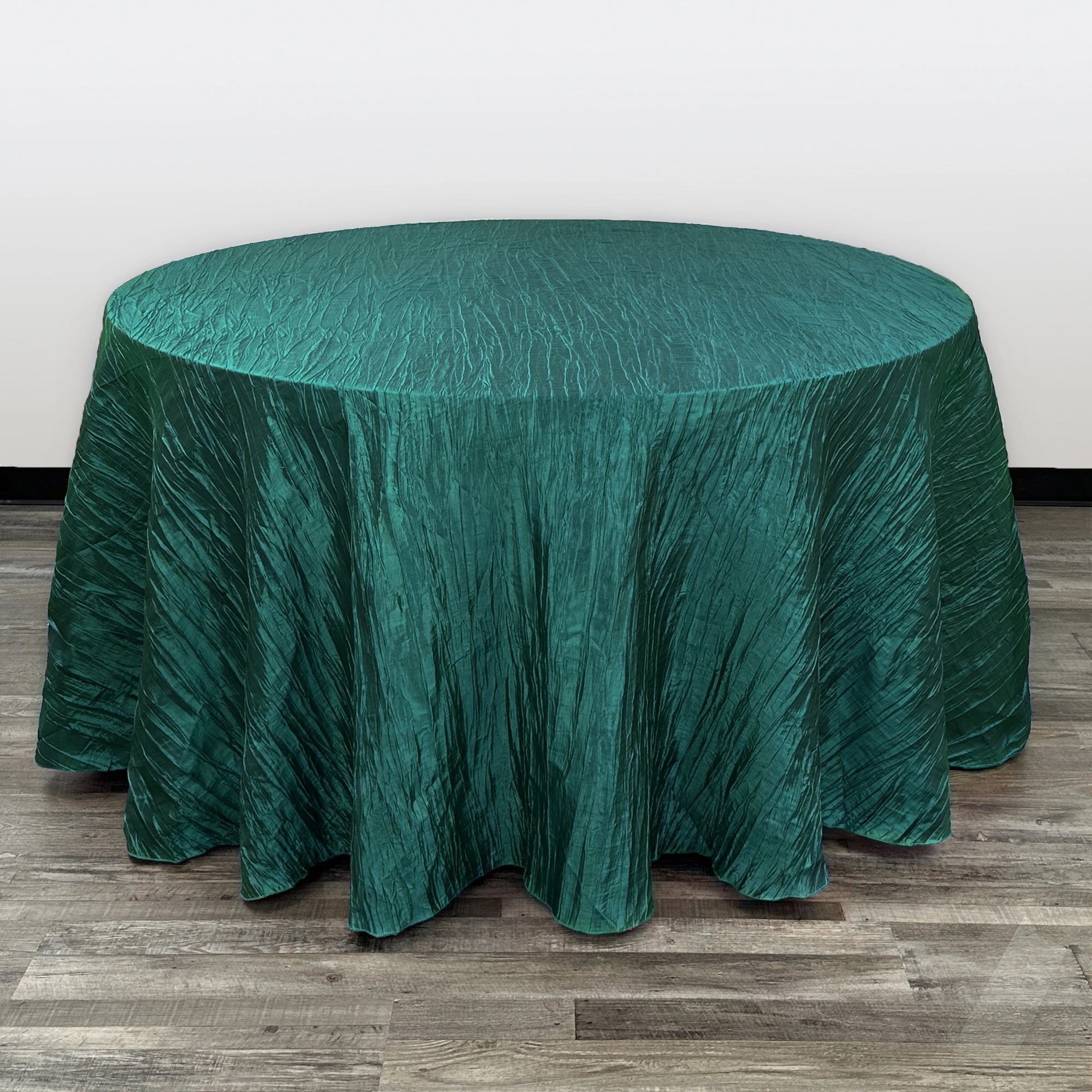 120 Inch Round Crinkle Taffeta Tablecloth Hunter Green