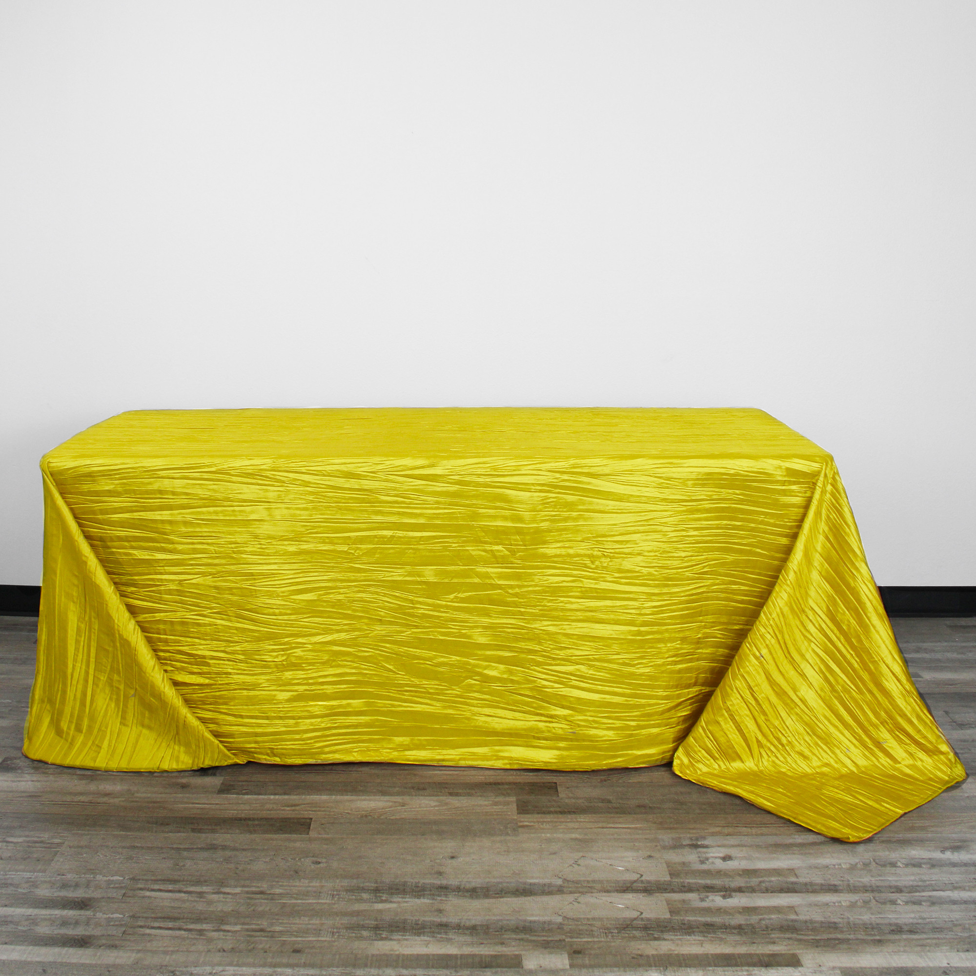 90 x 132 Inch Rectangular Crinkle Taffeta Tablecloth Yellow front