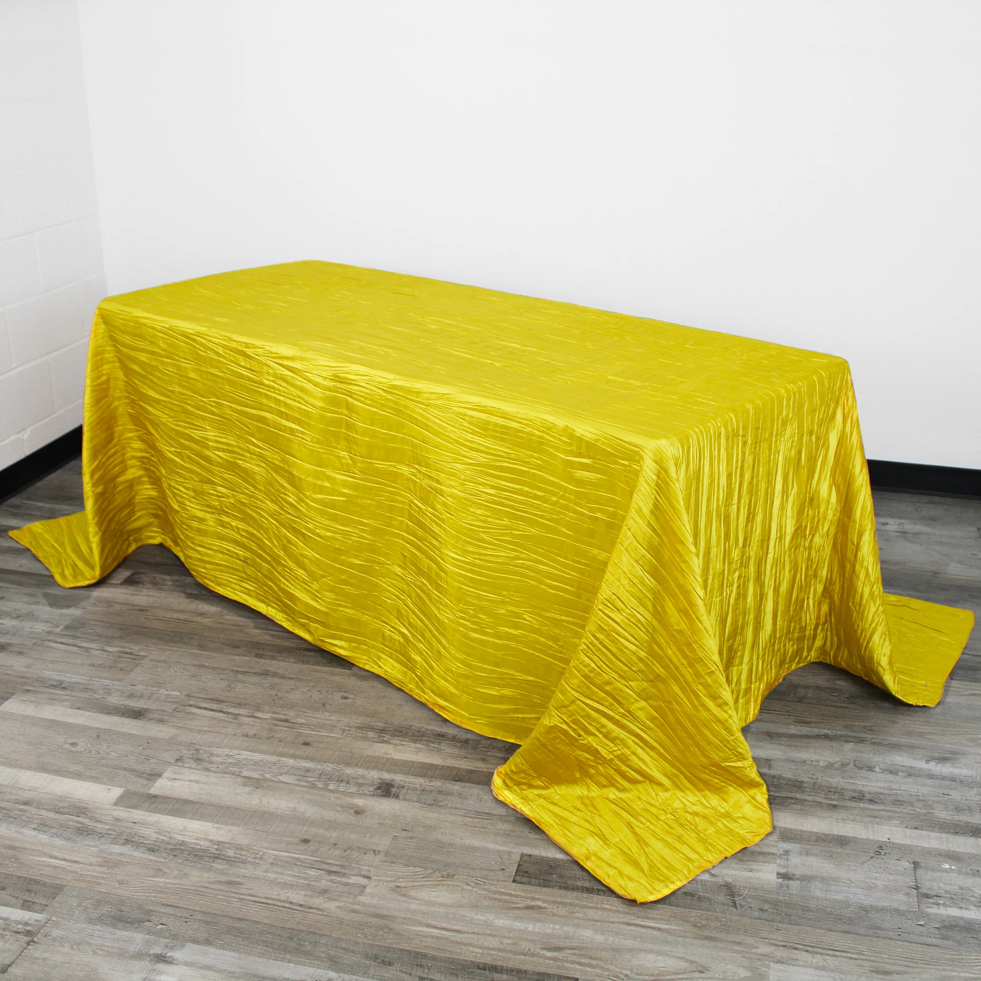 90 x 156 Inch Rectangular Crinkle Taffeta Tablecloth Yellow main
