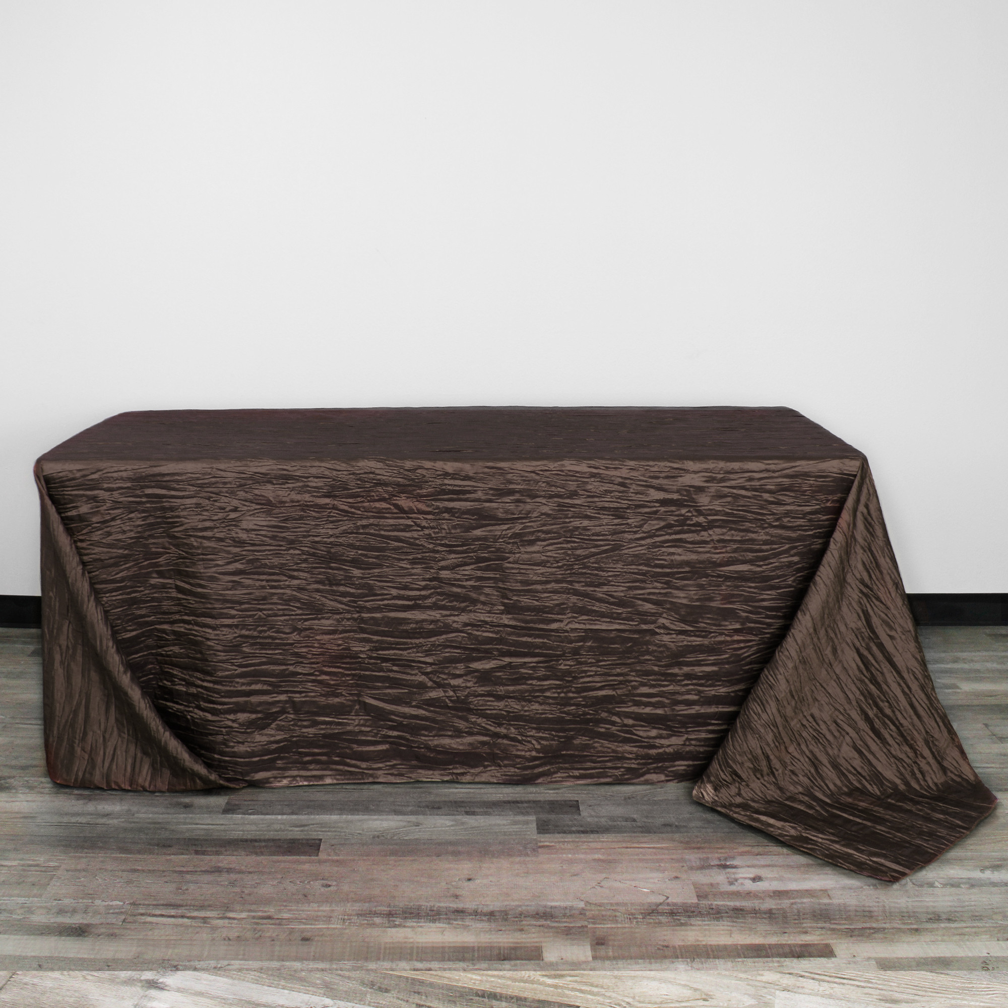 90 x 132 Inch Rectangular Crinkle Taffeta Tablecloth Chocolate Brown front