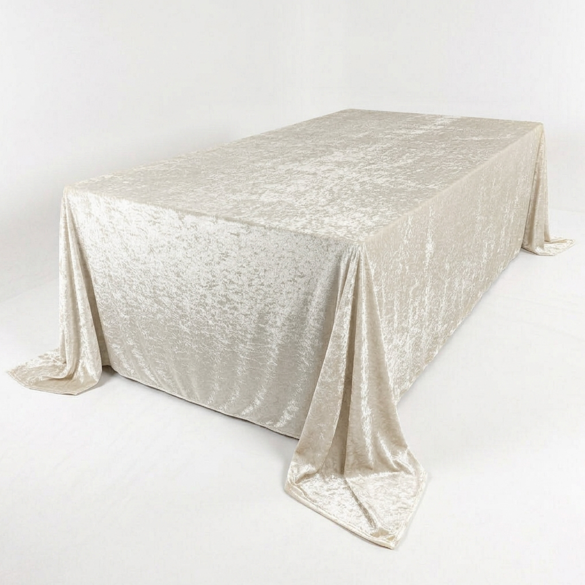 108 x 156 inch King Size Rect. Crushed Velvet Tablecloth Ivory
