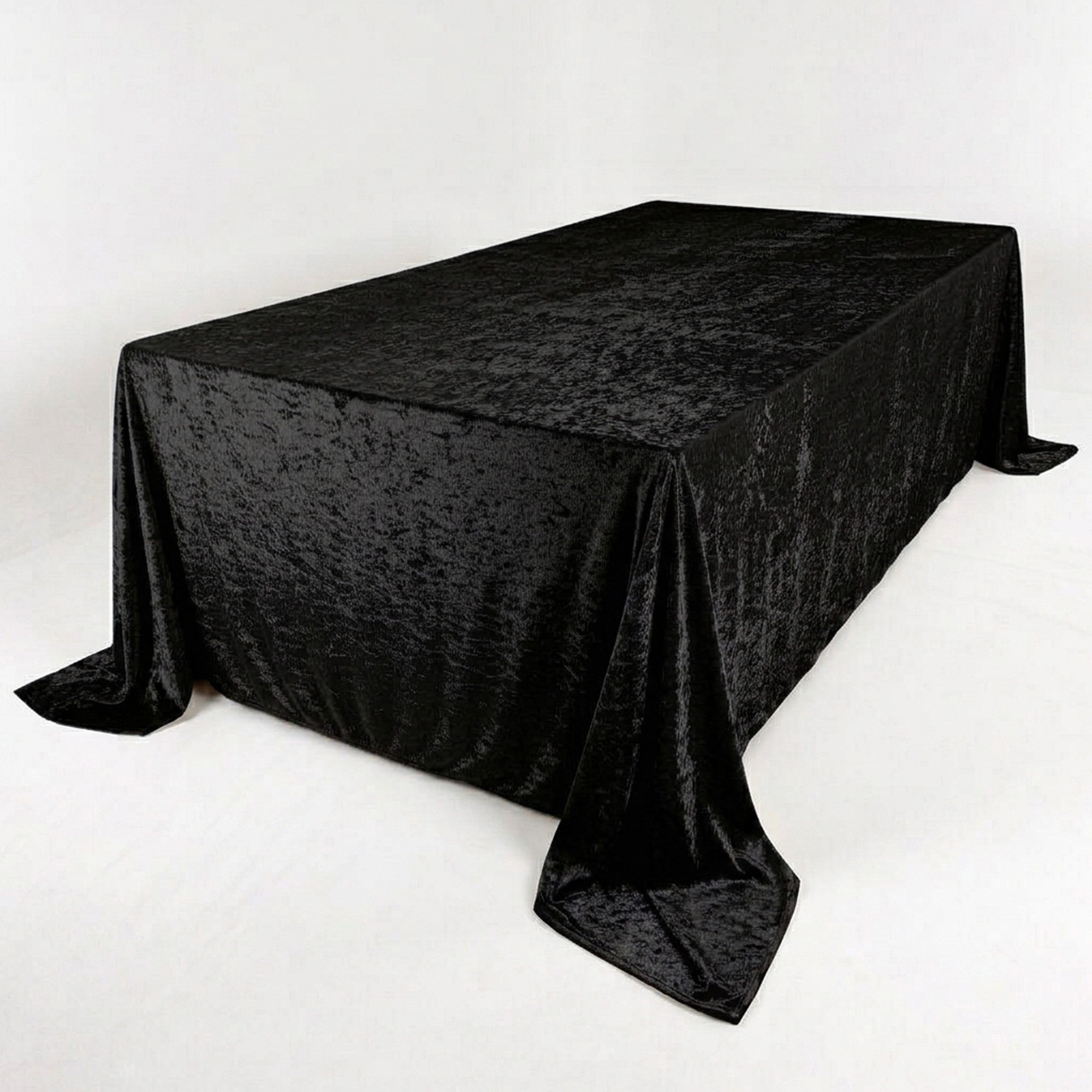 108 x 156 inch King Size Rect. Crushed Velvet Tablecloth Black