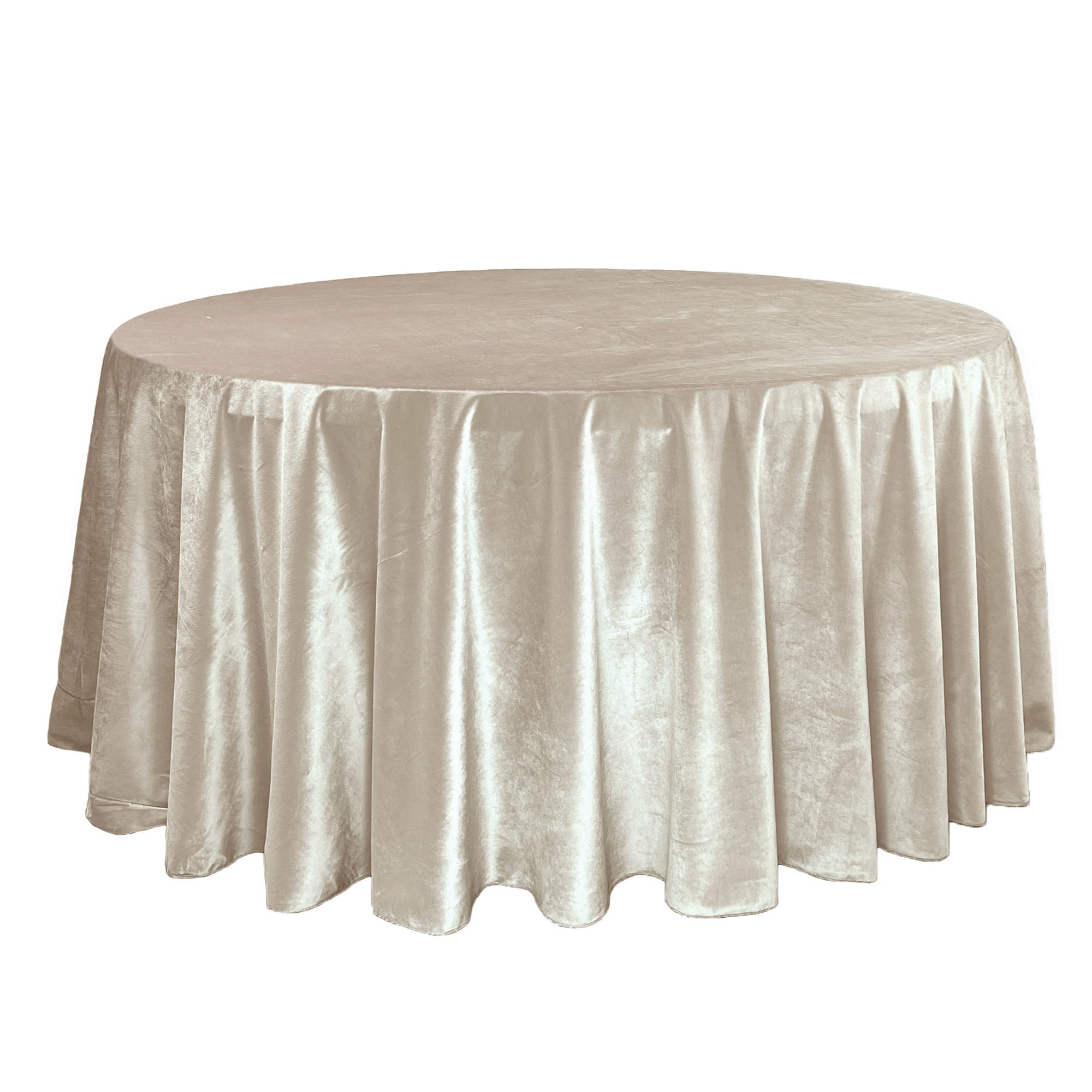 132 Inch Round Velvet Tablecloth Champagne