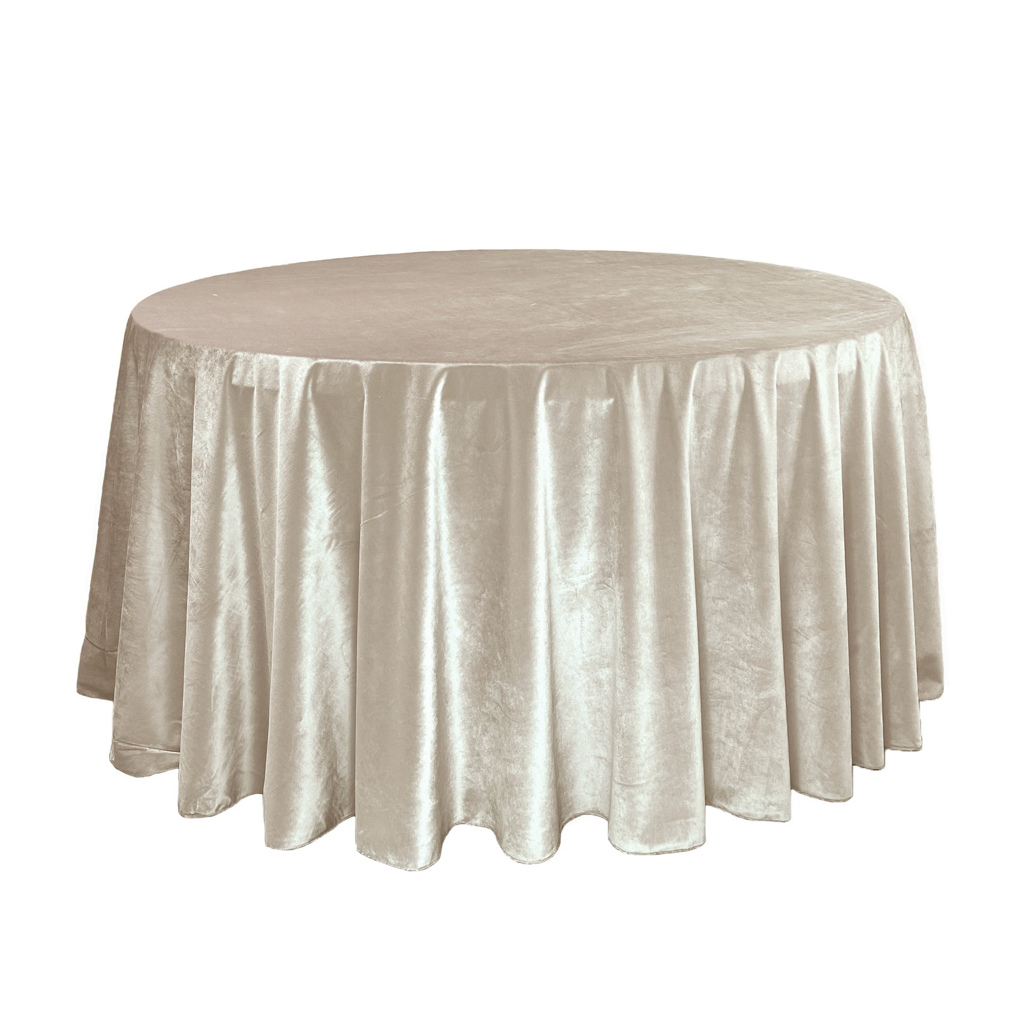 120 Inch Round Velvet Tablecloth Champagne