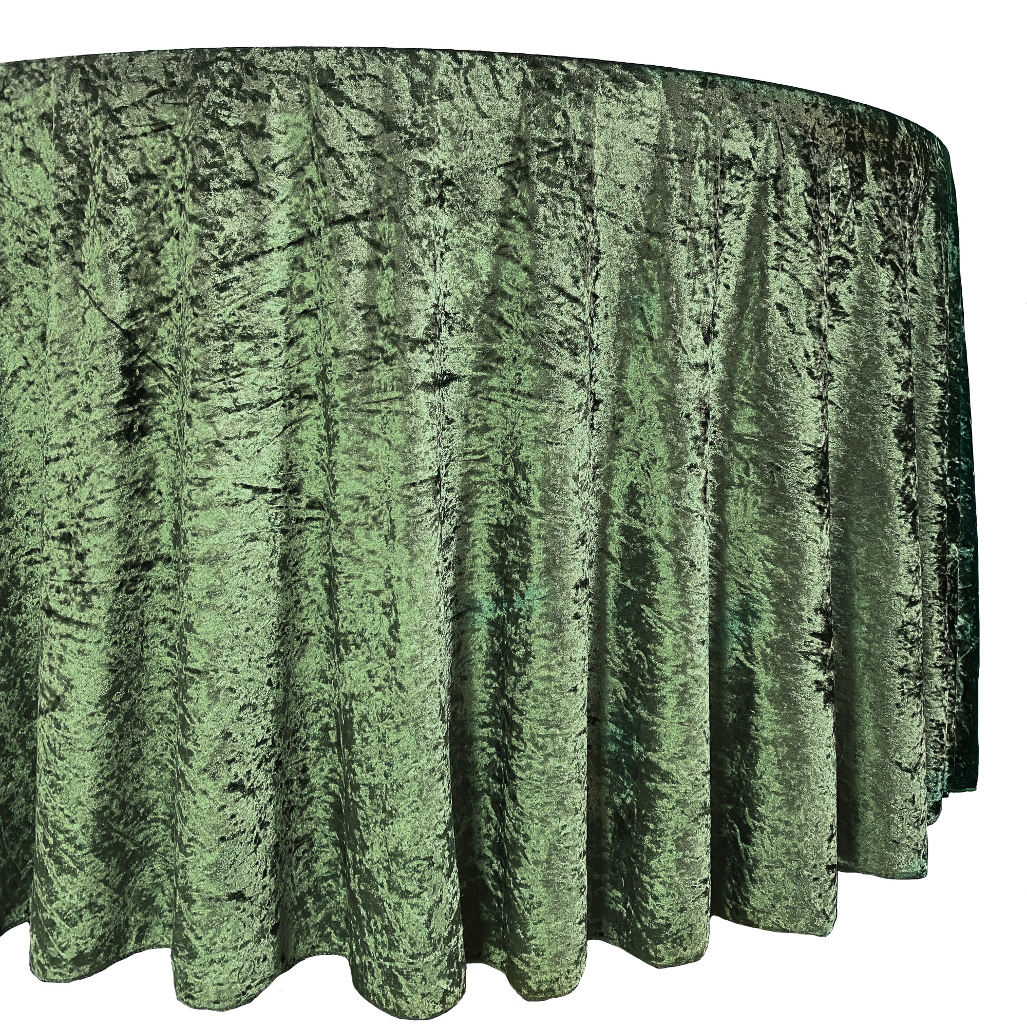 120 Inch Round Crushed Velvet Tablecloth Olive Green Side