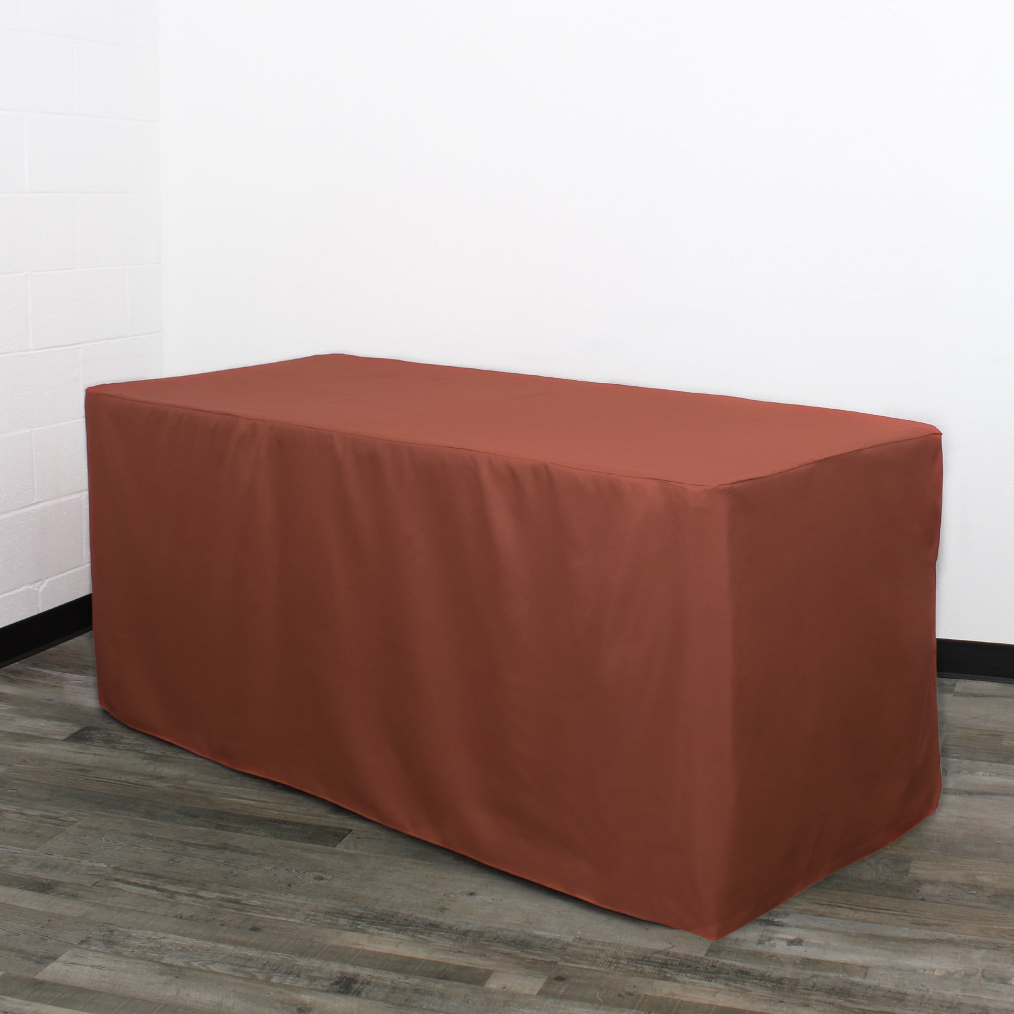 6 ft Fitted Polyester Tablecloth Rectangular Terracotta