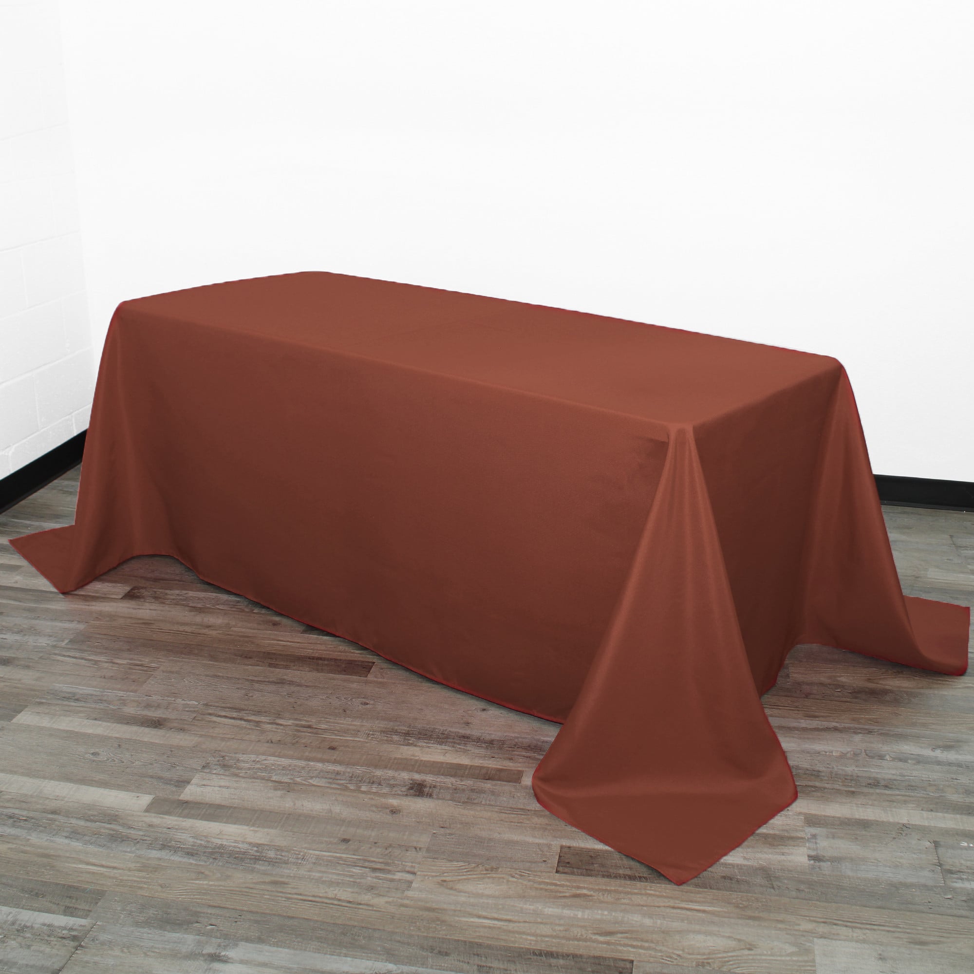 90 x 132 Inch Rectangular Polyester Tablecloth Terracotta