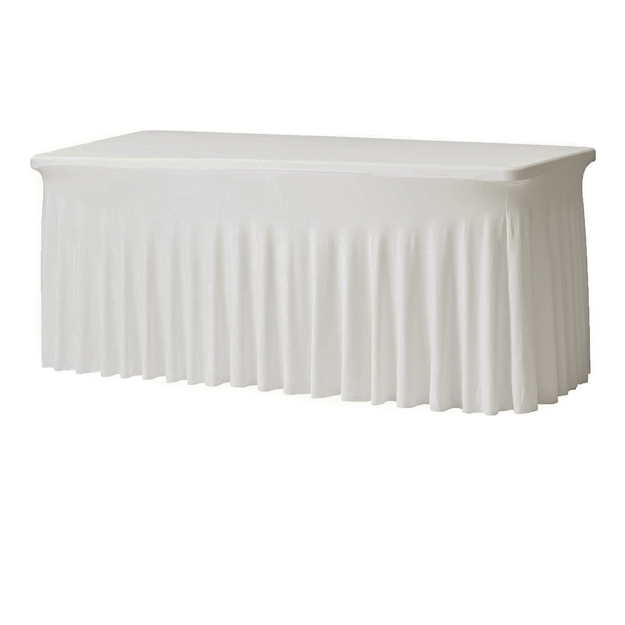 Stretch Spandex 6 ft Rectangular Wavy Draping Table Cover Ivory